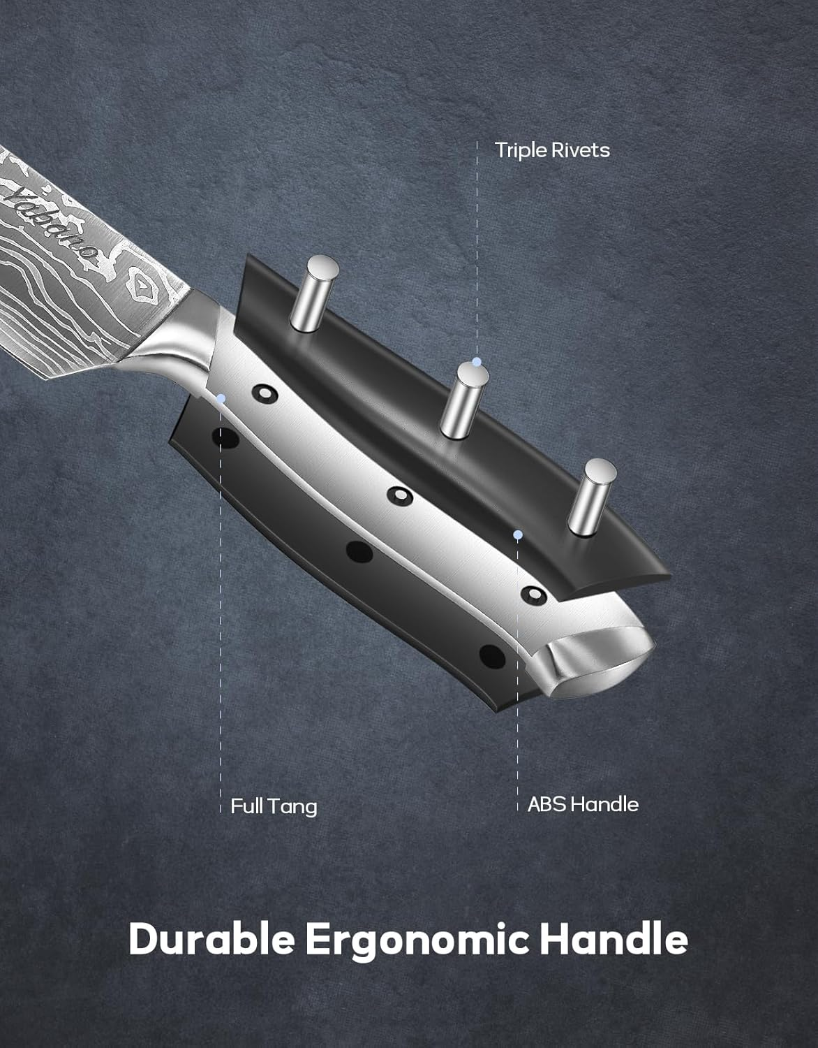 Yabano Knife Set, 14 Pieces German Stainless Steel Kitchen Knife Block Set, Kitchen Knife Block Set with Built-In Sharpener image number 6