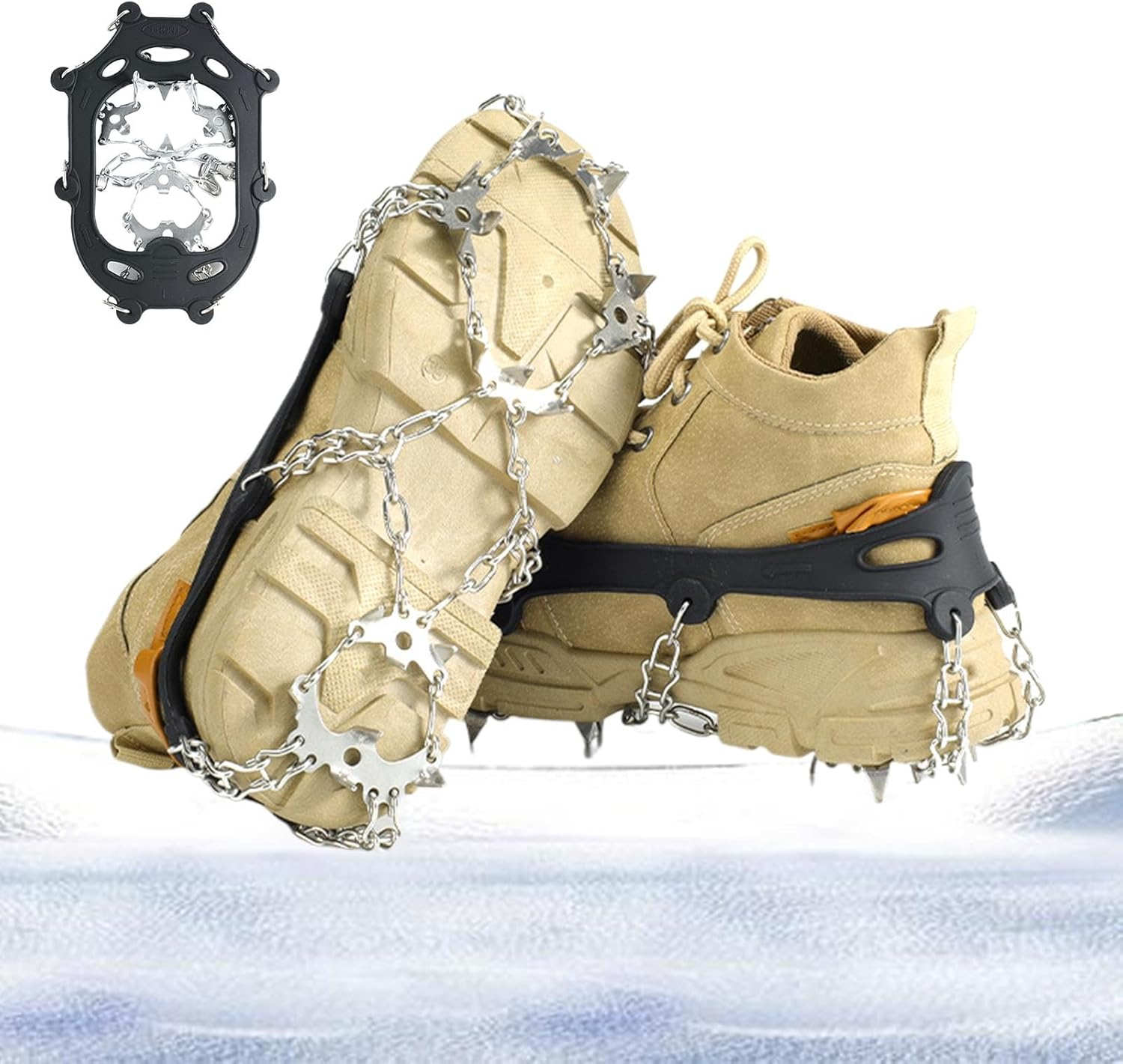 Ice Cleats | Snow Boot Covers 19 Stainless Steel Spikes Shoe Spikes | Slip Snow Spikes Shoes Cover for Winter ICY or Muddy Terrain Teenagers, Adults, Seniors
