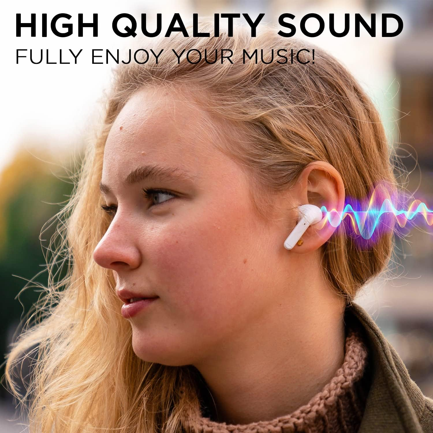 Blueelement Live ANC 5.1 Wireless BT Headset with Active (ANC), 4 Built-In 16 Hours Battery Life, USB-C Fast Charging Case for Ios/Android - BE-LIVE-2-ANC-WHITE Standard image number 6