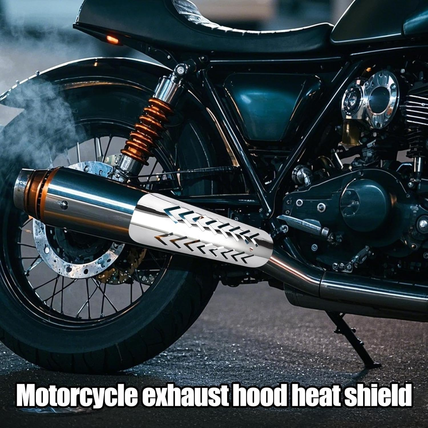 Motorcycle Exhaust Heat Shield | Anti-Scald Pipe Heat Protector,Non-Slip, Quick-Install, Abrasion-Proof Motorbike Accessories for Long-Distance Touring - Black image number 2