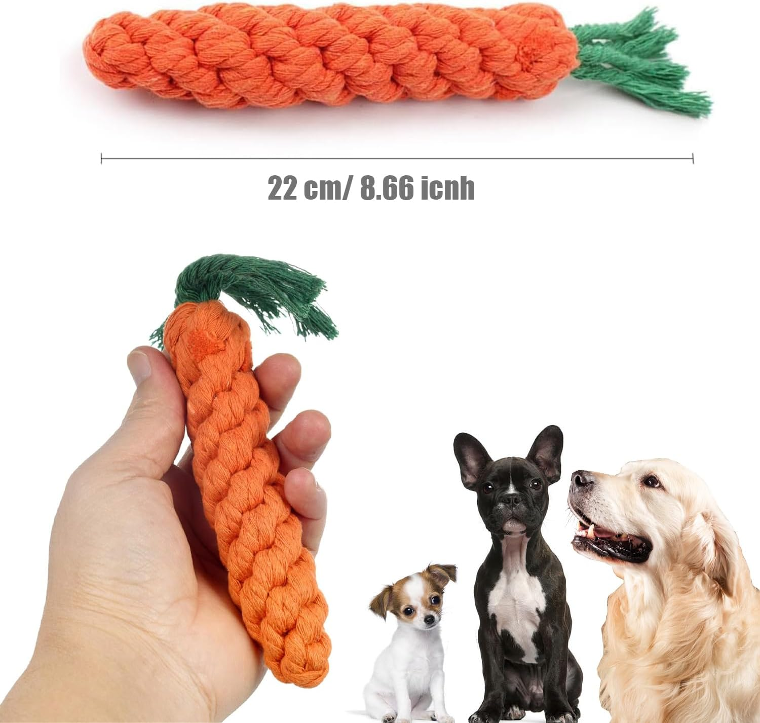 Norhogo Pack of 2 Dog Toys Carrot Chew Toy for Puppies, Puppy Carrot Rope Toy Braided for Teeth Cleaning, Interactive Dog Toy, Dog Toy for Small Medium Puppies image number 1