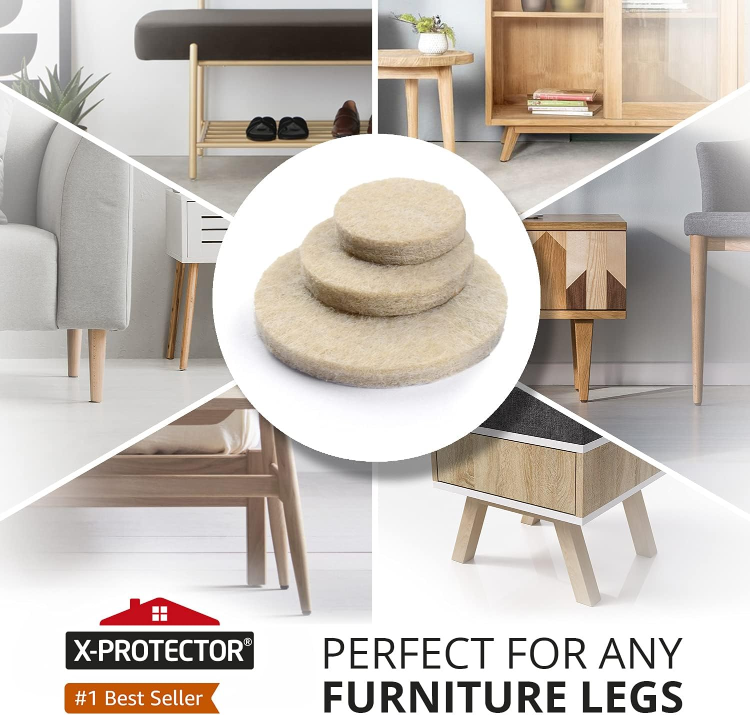 Premium Furniture Pads 235 Pieces X-Protector! Giant Pack of Felt Pads for Furniture Feet - Best Wood Floor Protectors for Furniture & Items - Ideal Chair Glides - Protect Any Kinds of Hard Floors! image number 2