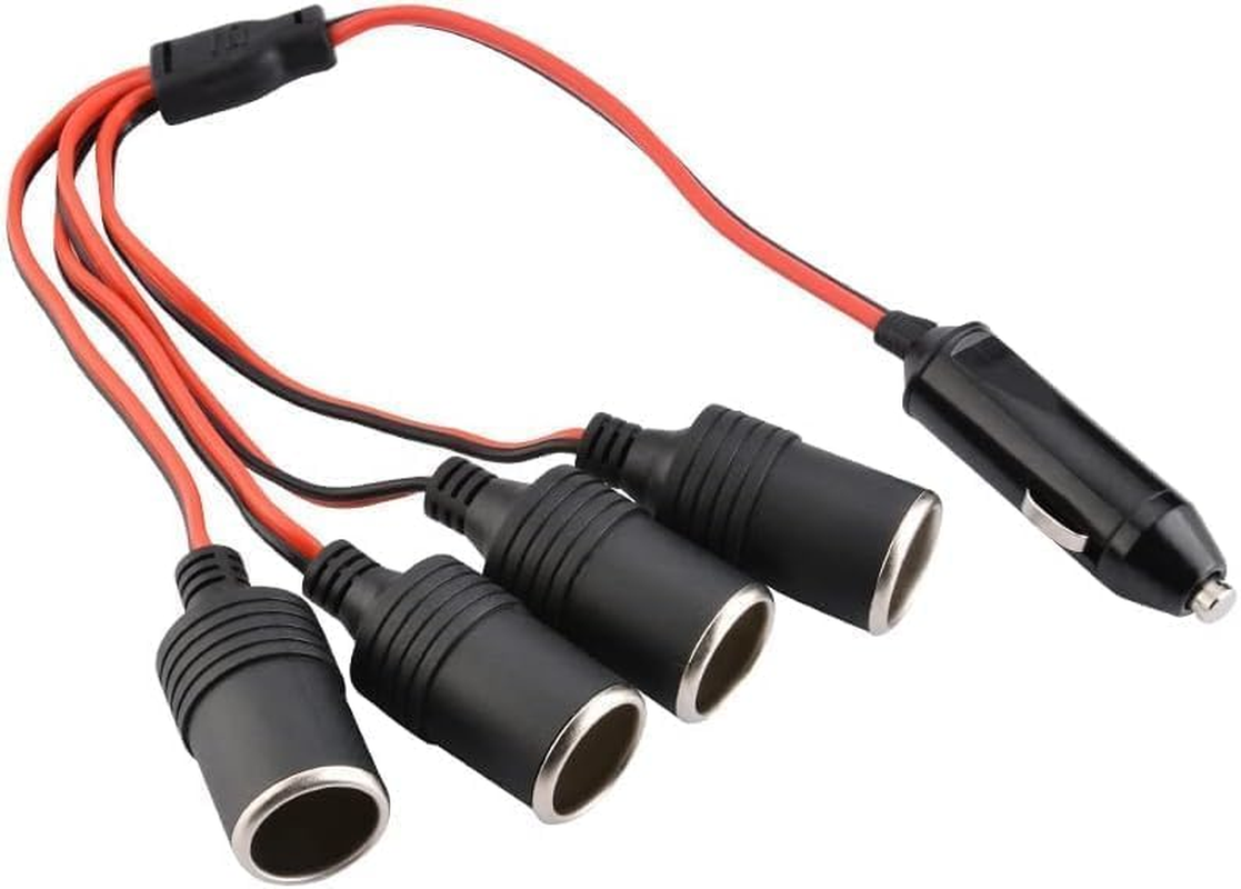 1 to 4 Car Motorcycle Cigarette Lighter Distributor Charger Splitter Extension Cable with Indicator Light