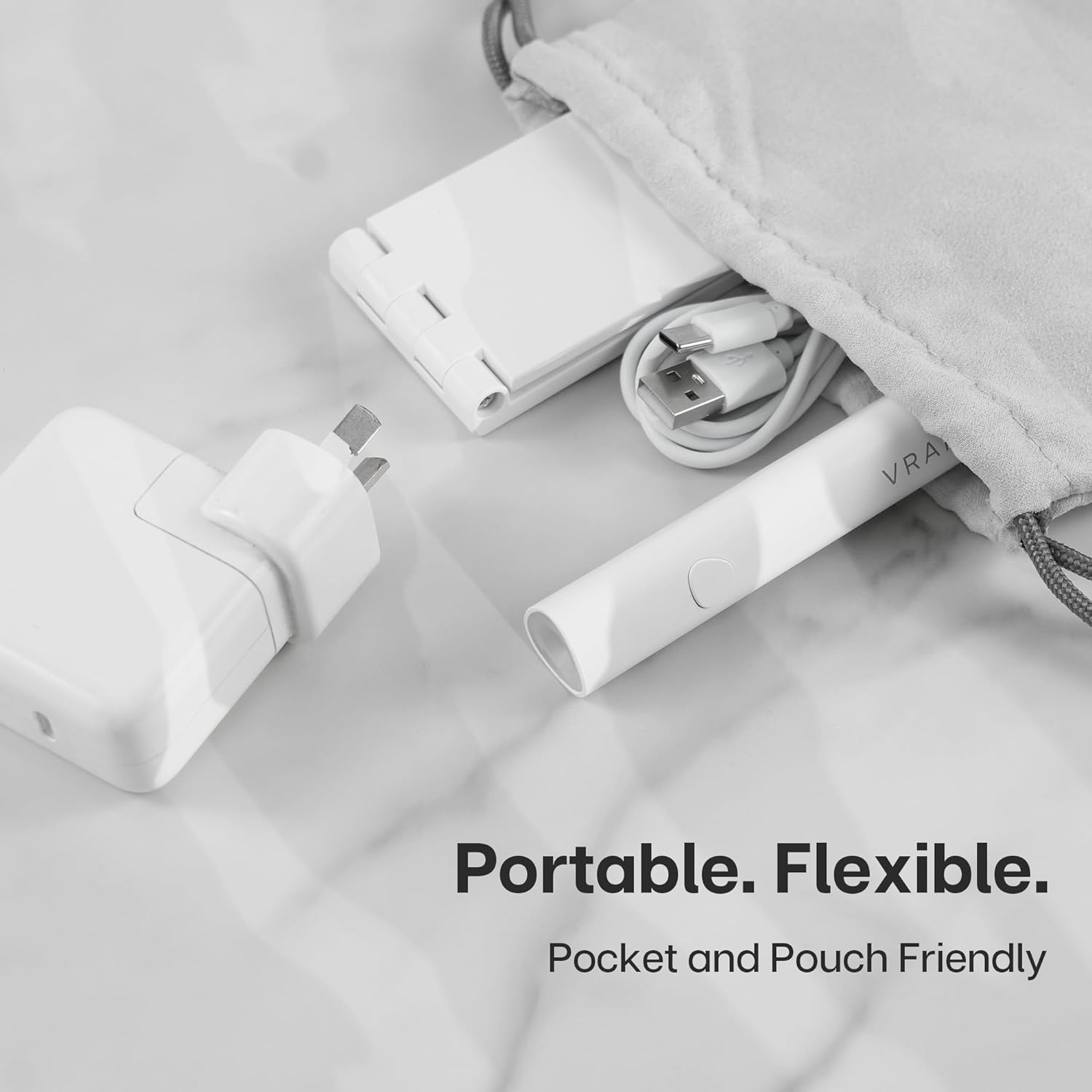 VRAIKO Minicure Handheld UV Light for Gel Nails, Portable UV Nail Lamp with Stand, Rechargeable Mini LED Nail Lamp Nail Dryer for Fast Curing (White) image number 5