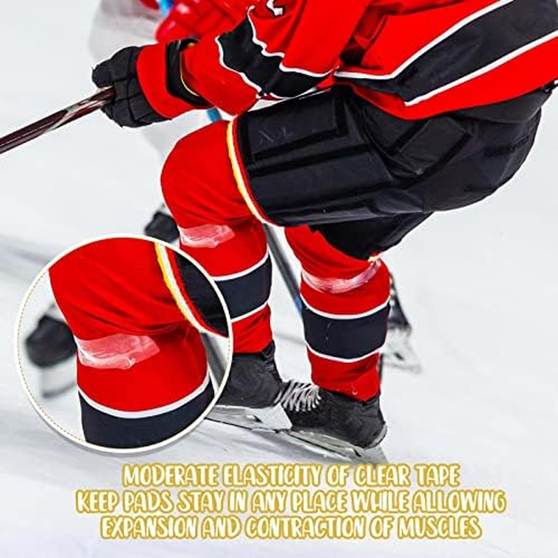 Meooeck 20 Roll Hockey Tape Multipurpose Tape Roll Strong Adhesive Hockey Stick Tape Shin Pad Sock Tape Hokey Sports Gifts for Gear Accessories Equipment, Easy to Apply Stretch and Tear - Clear image number 3