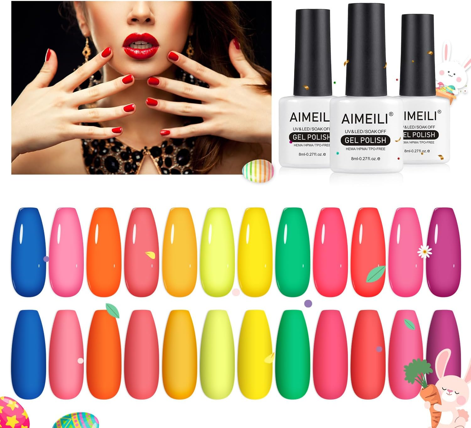 AIMEILI Gel Nail Polish Set of 12Pcs X 8Ml - Kit Set 24