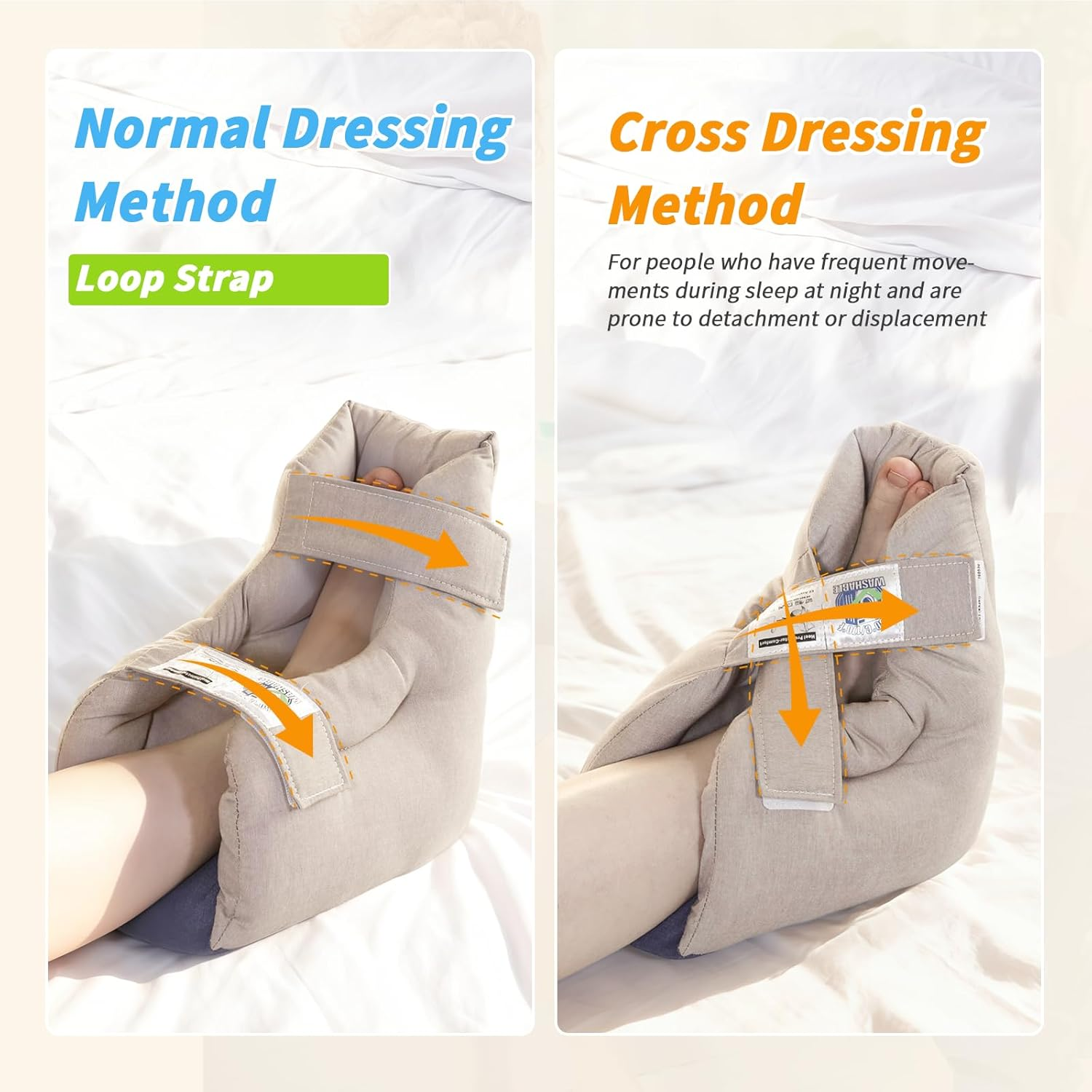 Heel Cushion Protector for Pressure Sores Relief, Foot Pillow for Bed Sores for Heel Pain and Injury, Suitable for Elderly,Bedridden Patients in Home or Hospital Care-Pack of 1 Count (Khaki, Standard Size)