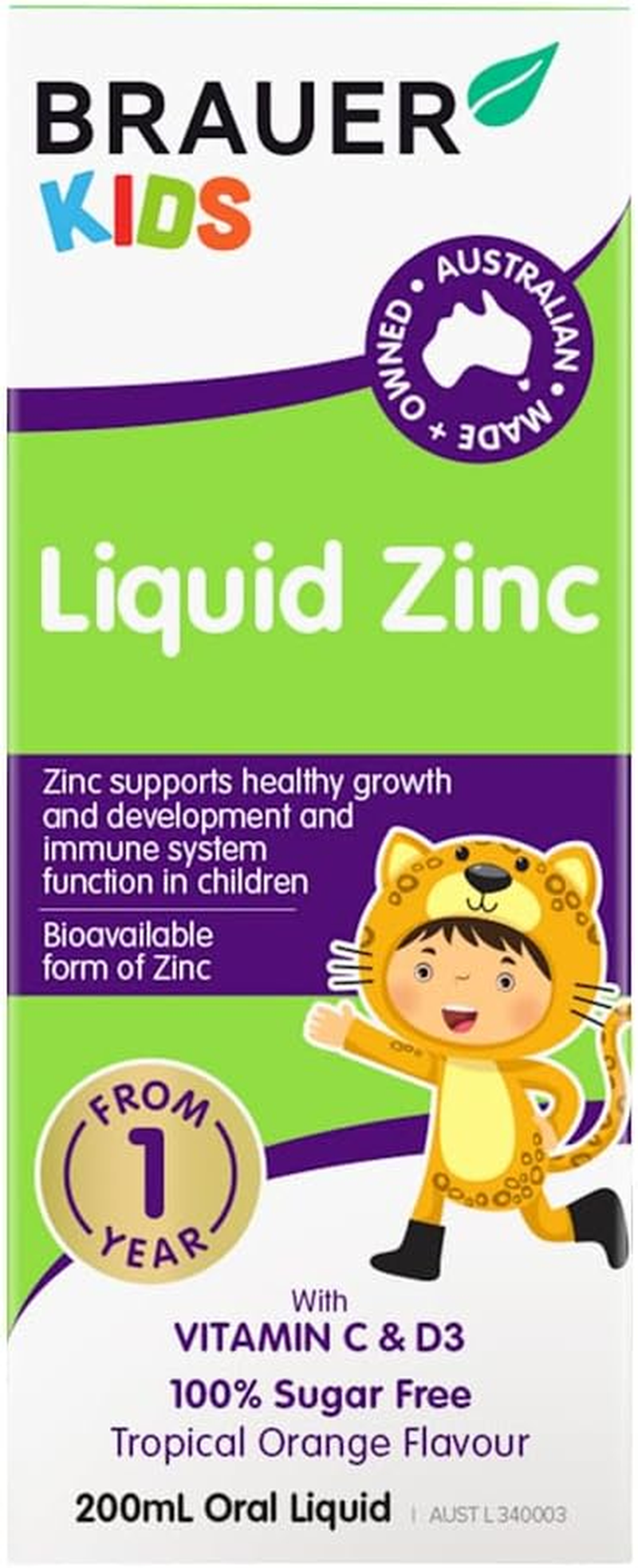 Brauer Liquid Zinc with Vitamins C & D3-200ML, Supports Immunity, Growth & Development, 100% Sugar-Free, from 1 Year+ image number 2