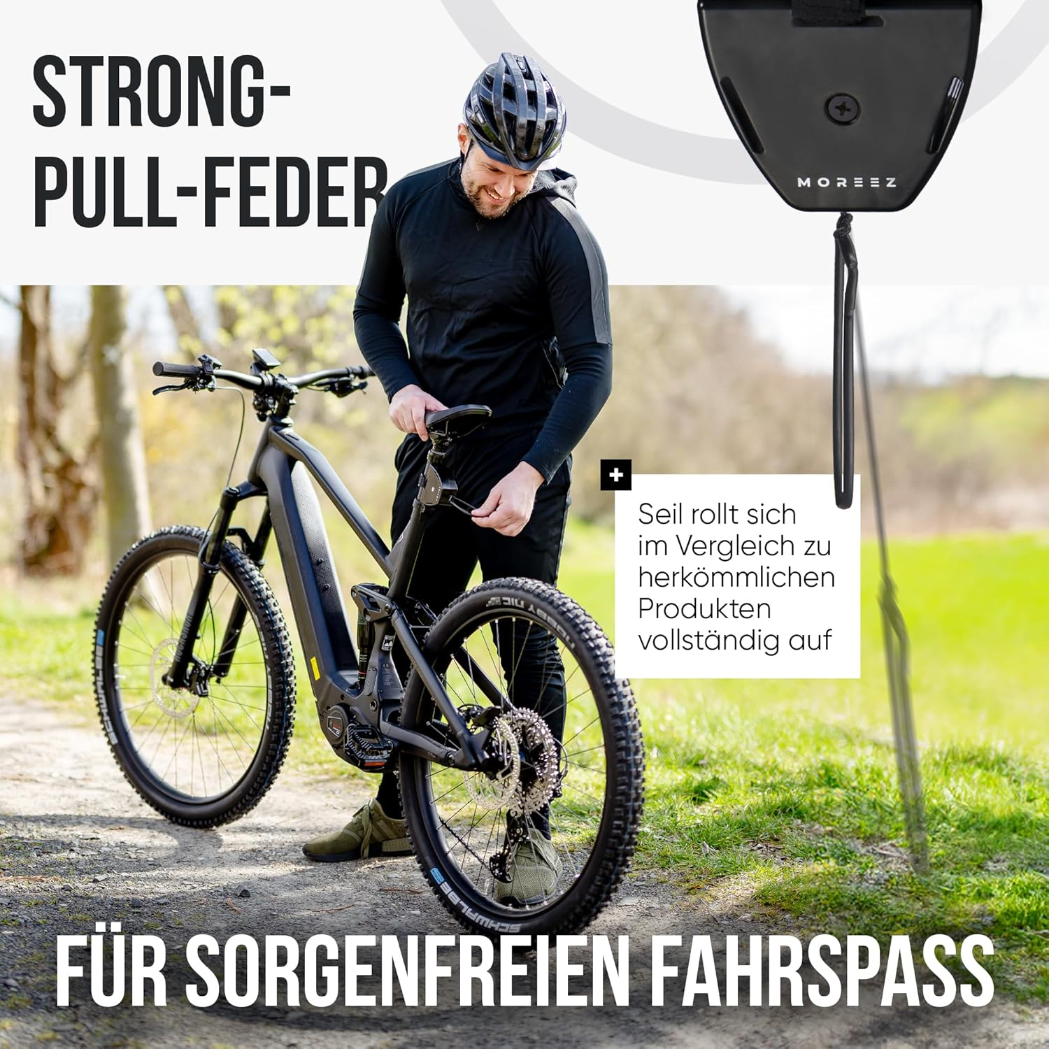 MOREEZ Bicycle Tow Rope for Children and Adults [For All Bike Types] Easy to Attach and Uncouple, Seconds Months, Tensile Load up to 120 Kg, E-Bike, Woom Bike, Mountain Bike Order Now! image number 4