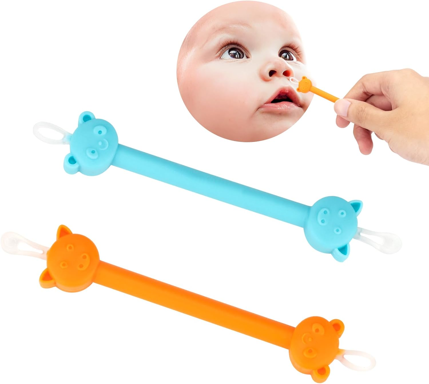 The Safe Baby Nasal Booger and Ear Cleaner - Baby Shower Registry Essential | Easy Baby Nose Cleaner Gadget for Infants and Toddlers | Dual Earwax and Snot Removal - 2 PC