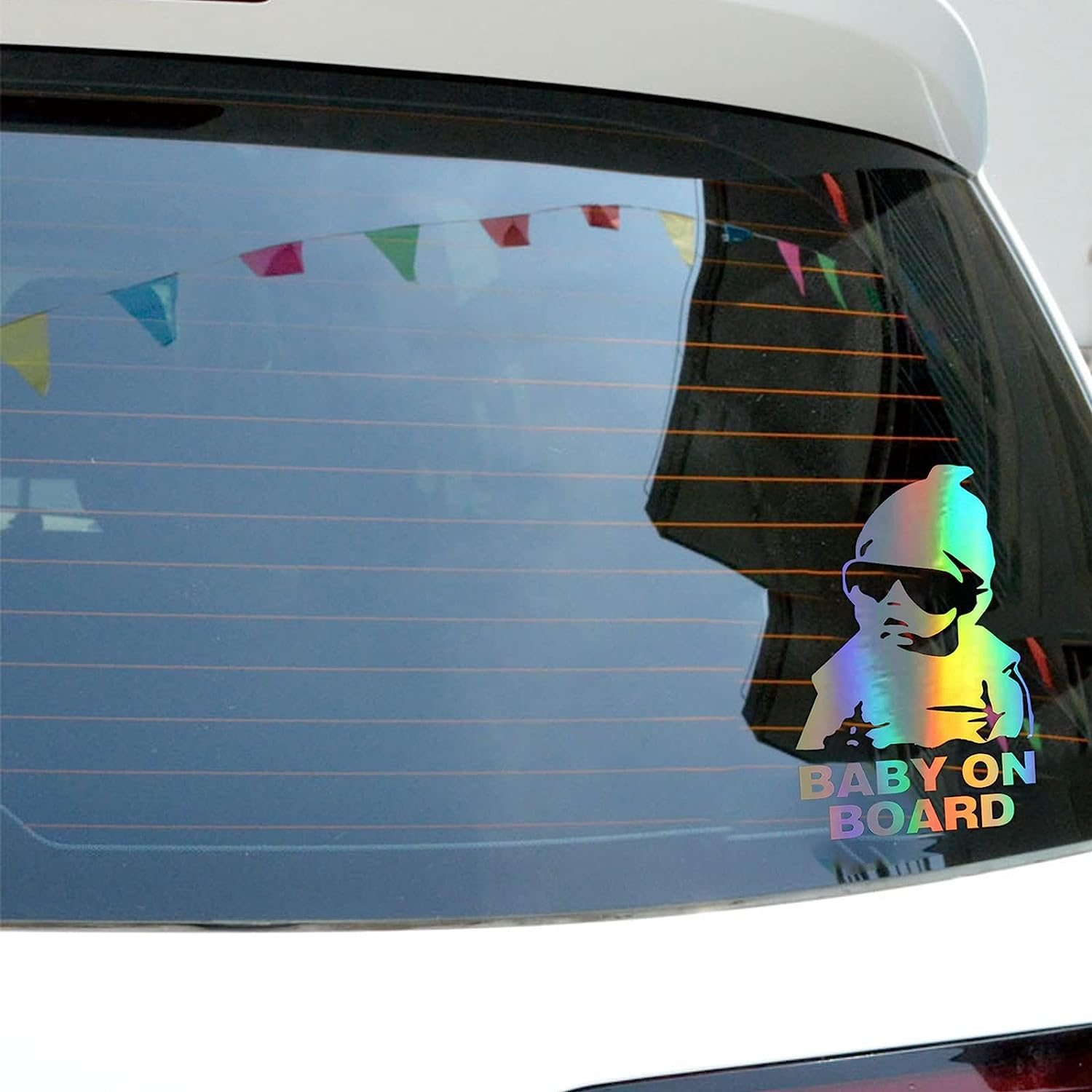 4Pcs Baby on Board Sticker for Cars Baby Safety Warning Sign Colorful Reflective Sign Stickers Car Rear Window Stickers Strong Adhesive Waterproof Sunscreen image number 1