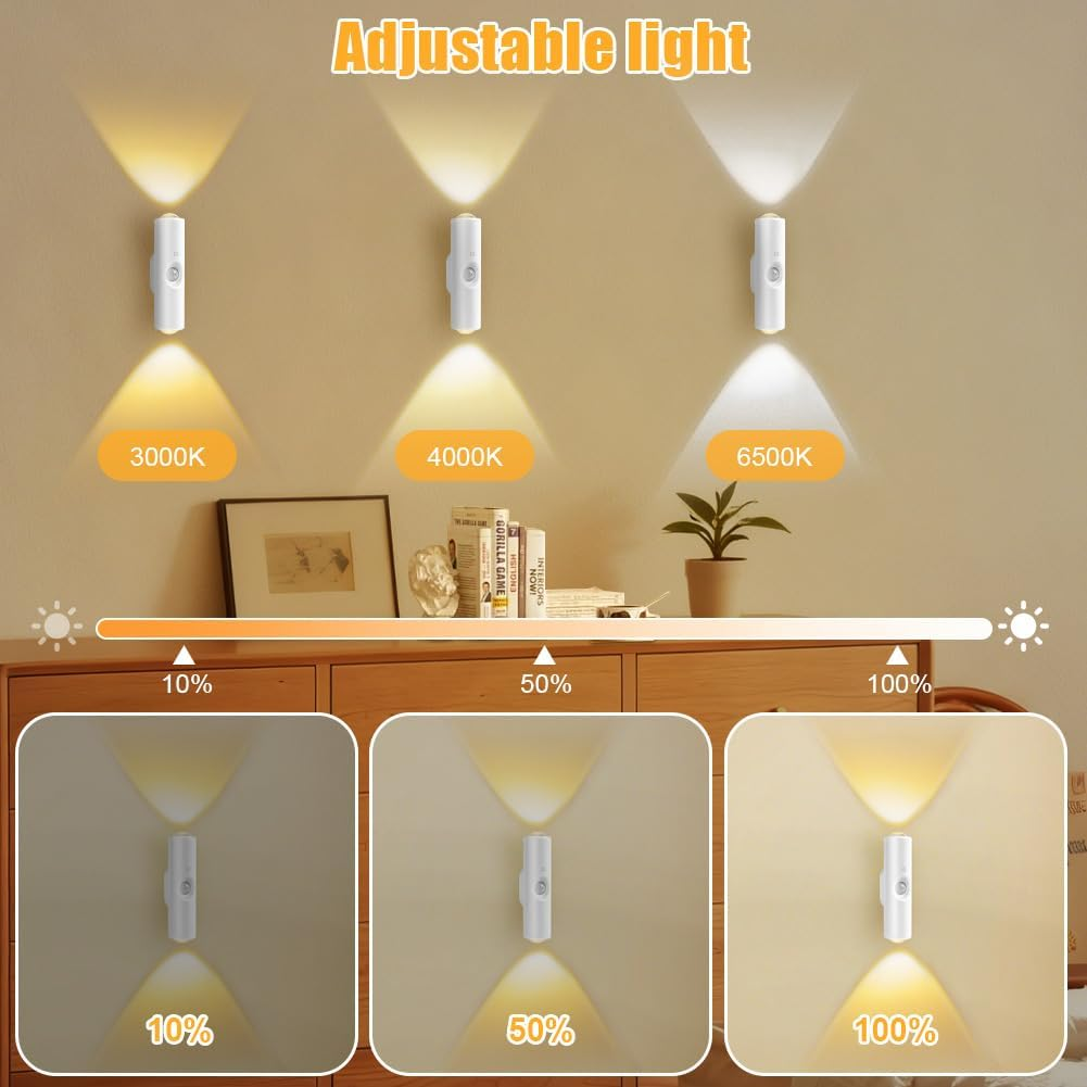 OSDUE LED Night Light with Motion Sensor, RGB Colour Gradient, Dimmable, Intelligent LED Night Light, Rechargeable Wireless Wall Light, 3 Modes, Magnetic Wall Lamp for Living Room, Balcony, Staircase image number 1