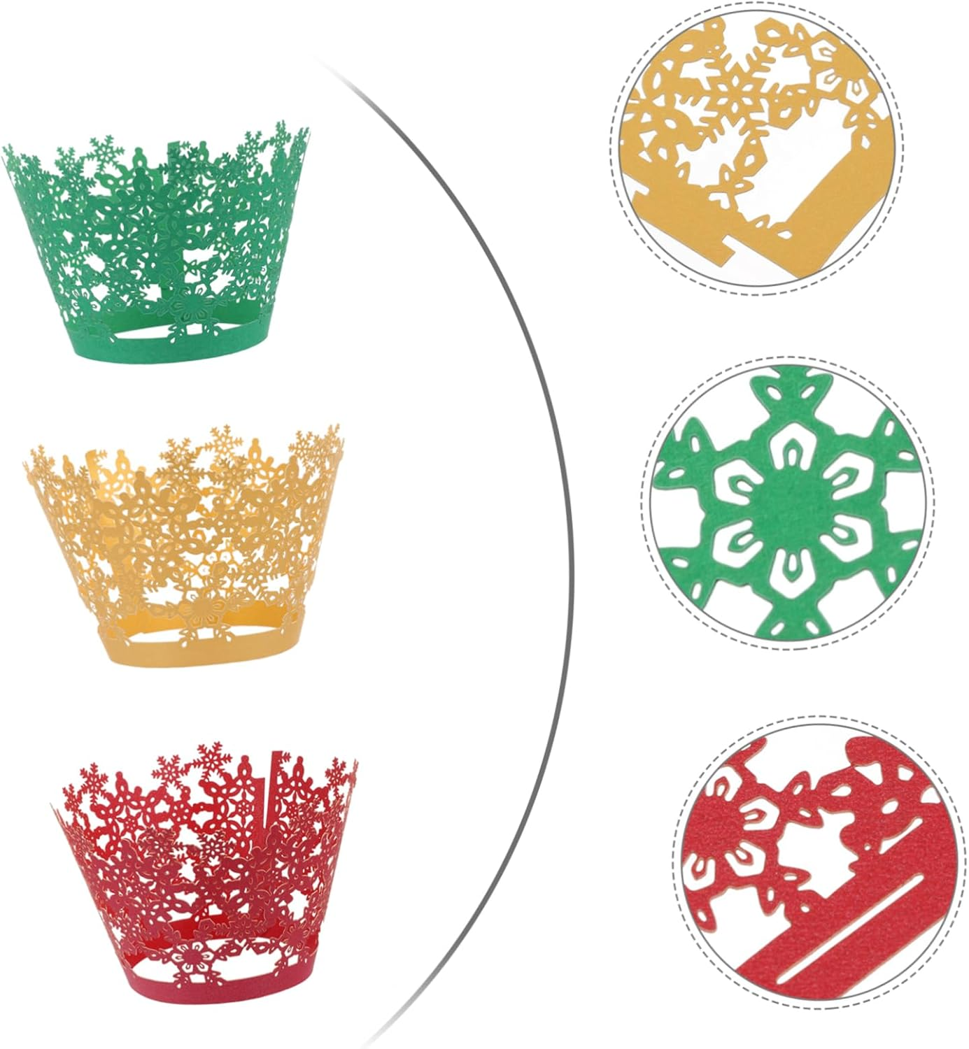 SECFOU 36Pcs Cake Surrounds Christmas Cake Wrapper Paper Cups Snowflake Baking Liner for Theme Parties image number 1