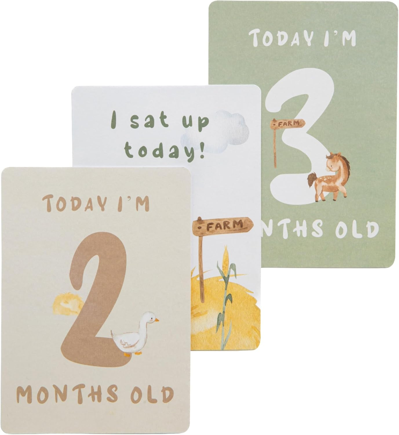 Living Textile Baby Monthly Milestone Cards &ndash; 13 Double-Sided Jungle Animal Photo Props &ndash; Capture Baby Milestones from Newborn to 1 Year &ndash; Baby Shower Gifts (Tractor Ride) image number 3