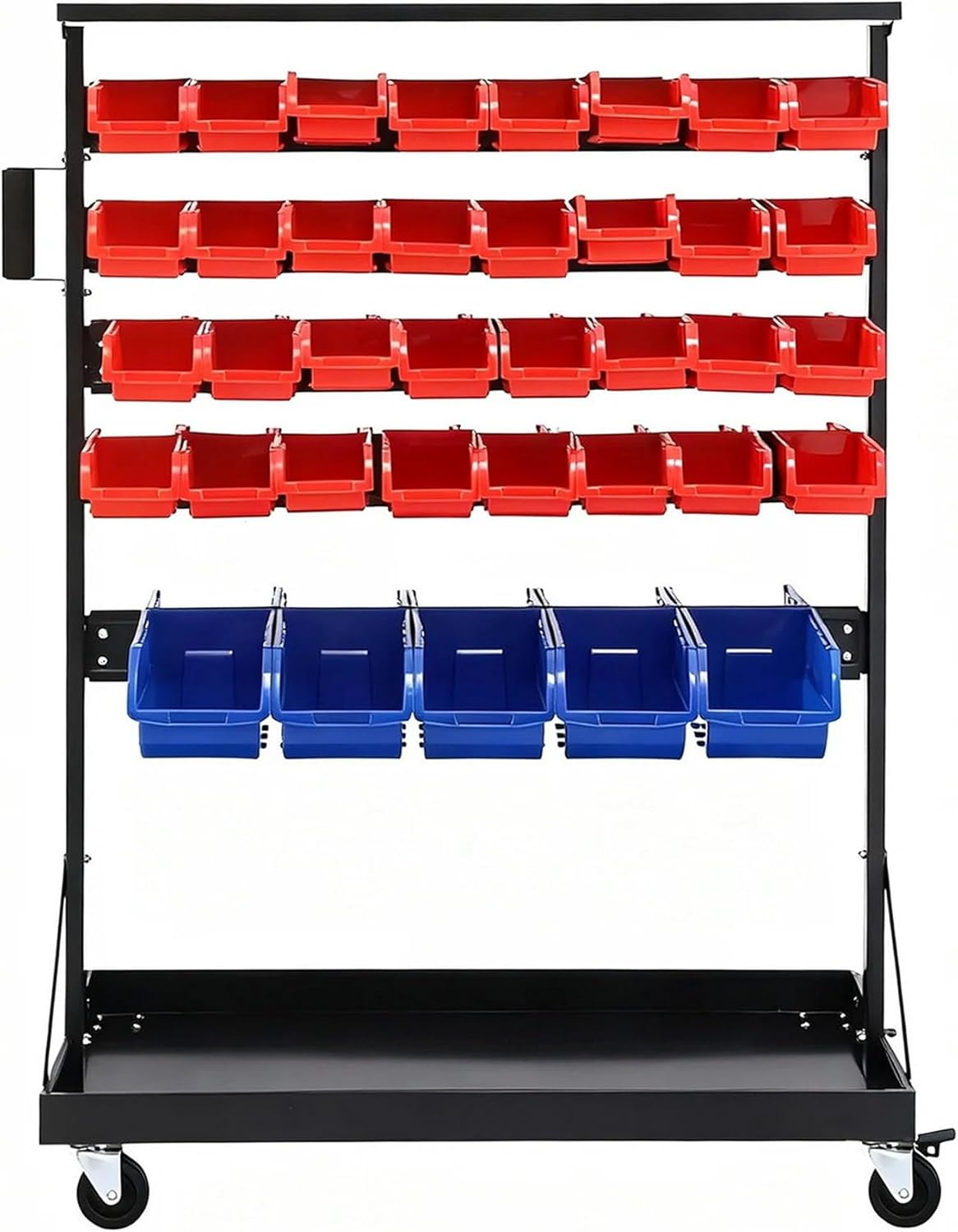 GIANTZ Storage 74 Bin Rack, Heavy Duty Parts Tools Organizer with Universal Wheels, Double-Sided 5-Tier Steel Storage System for Garage, Workshop & Shed image number 6