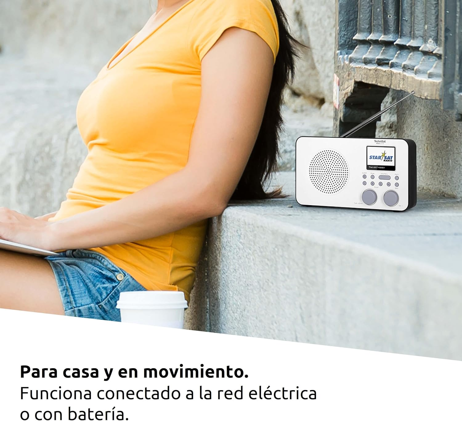 Technisat Viola 2 C IR - Portable Internet Radio (DAB+, FM, Wifi, 2.4 Inch Colour Display, Headphone Jack, Alarm Clock, Sleep Timer, 3 Watt RMS, Battery, Power Supply) White/Black image number 3