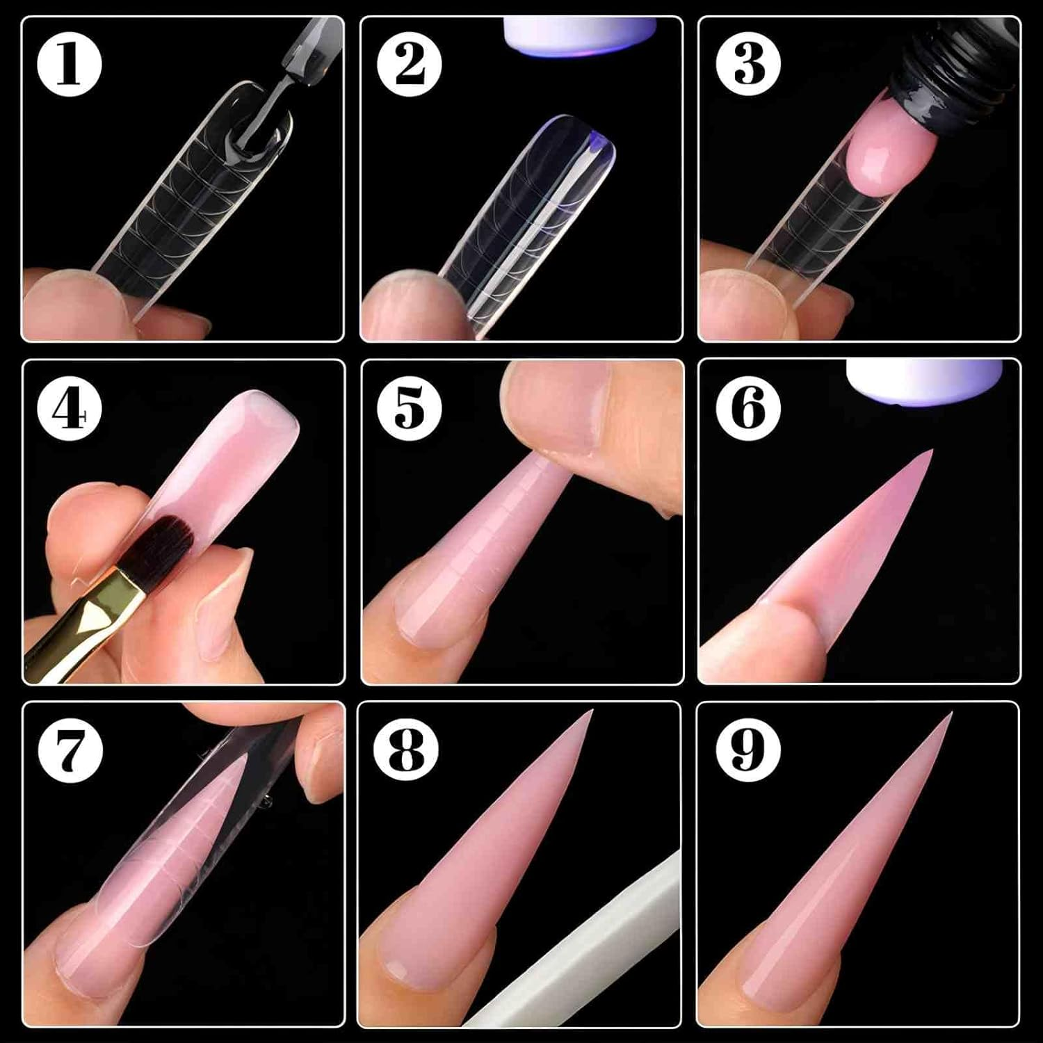 Xiciki Pack of 120 Dual Tips Nails Set, Transparent, Dual Nail Forms with Size Scale for Gel & Acrylic Extension, for DIY, Salon and Nail Art Design image number 3