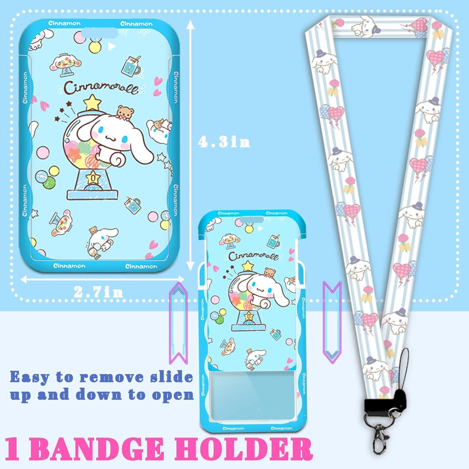 Cute School Supplies Present Set Kawaii Including Ballpoint Pens, Pencil Case, ID Badge Holder, Stickers, Key Chain, A5 Notebook, Bookmark, Eraser, Ruler for Girls Kids Teens image number 1