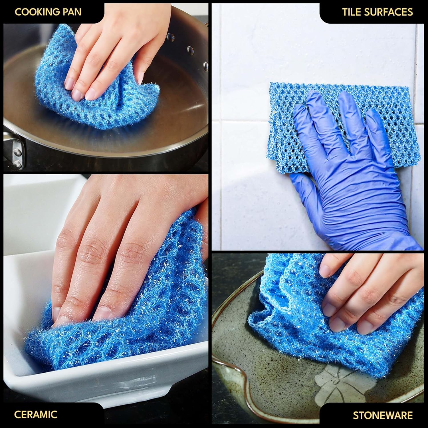 Non Scratch Dish Scrubbers for Cleaning Dishes (3PK) - Reusable Kitchen Sponge - Replace Dish Sponges for Washing Dishes - Best Household Scrubbing Pad & Alternative Dishwashing Scrub Pads Supplies image number 2
