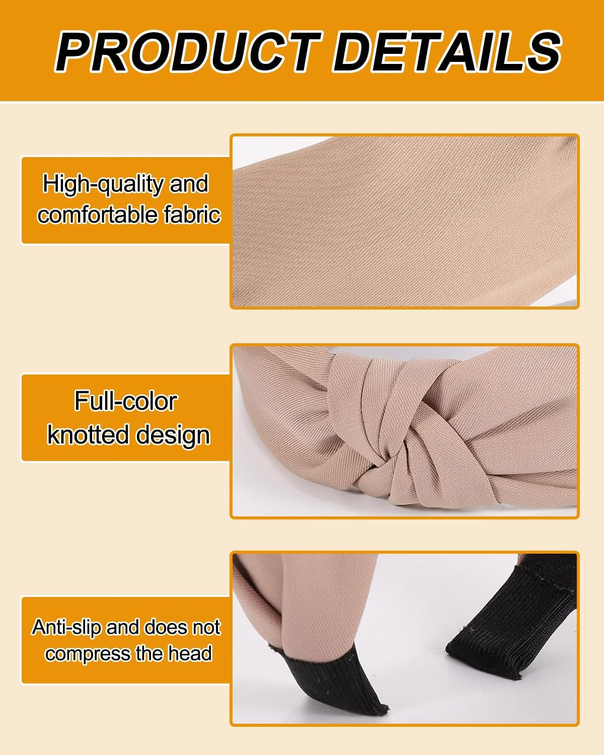 JUKOTA Pack of 6 Women'S Headbands, Knotted Headbands, Make-Up, Non-Slip Headband for Women and Girls image number 5