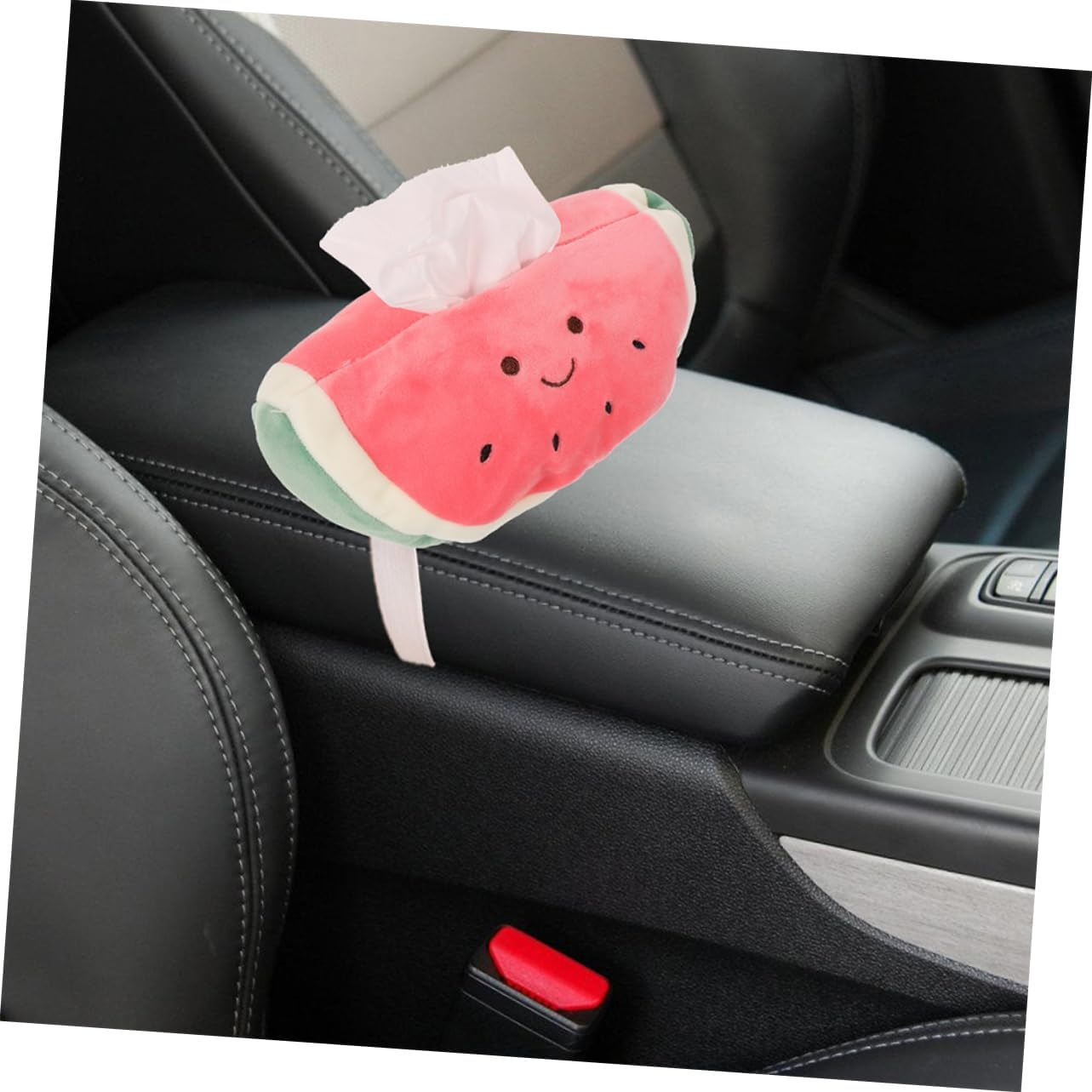 2Pcs Cute Watermelon Car Tissue Box Holder Soft Plush Pocket Tissue Holder for Vehicle Interior and Home Use Car Accessories image number 5
