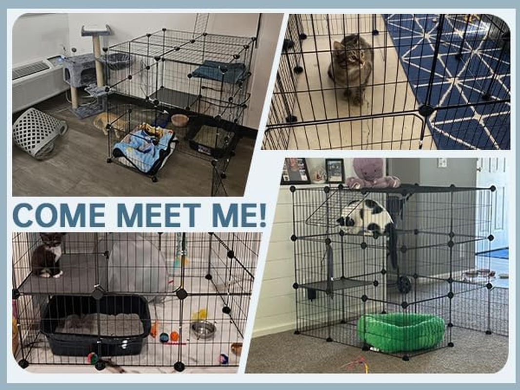 Oneluck 3-Tier Cat Cages,Enclosure DIY Cat Playpen Catio Detachable Metal Wire Kennels Cats Crate Large Extra Exercise Place Ideal for 1 Cat,35.4 Inches