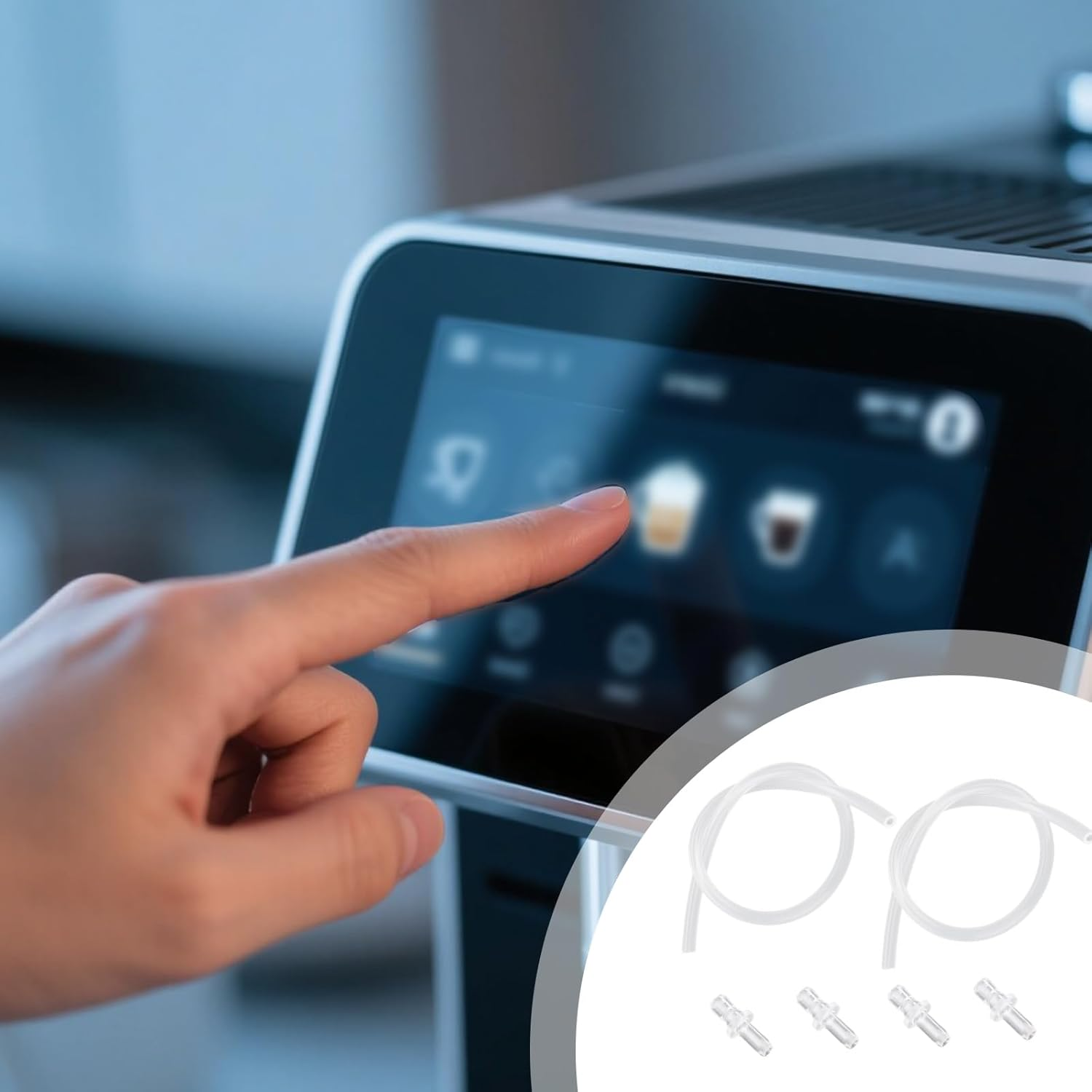 Lasuroa 2 Pcs Milk Tubes Hoses with 4 Connectors, 14.96In Silicone Milk Tube Hoses Replacement Ideal Replacement Accessories for Jura HP3 Coffee Machines image number 1