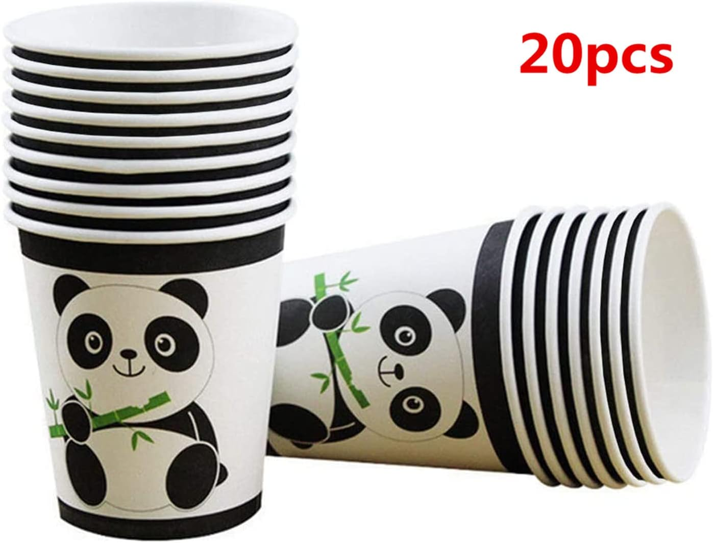 Black White Panda Party Supplies, 40 Pieces Panda Disposable Tableware Set with Panda Plates Cups for Kids Baby Shower Birthday Decorations,For 20 Guest image number 2