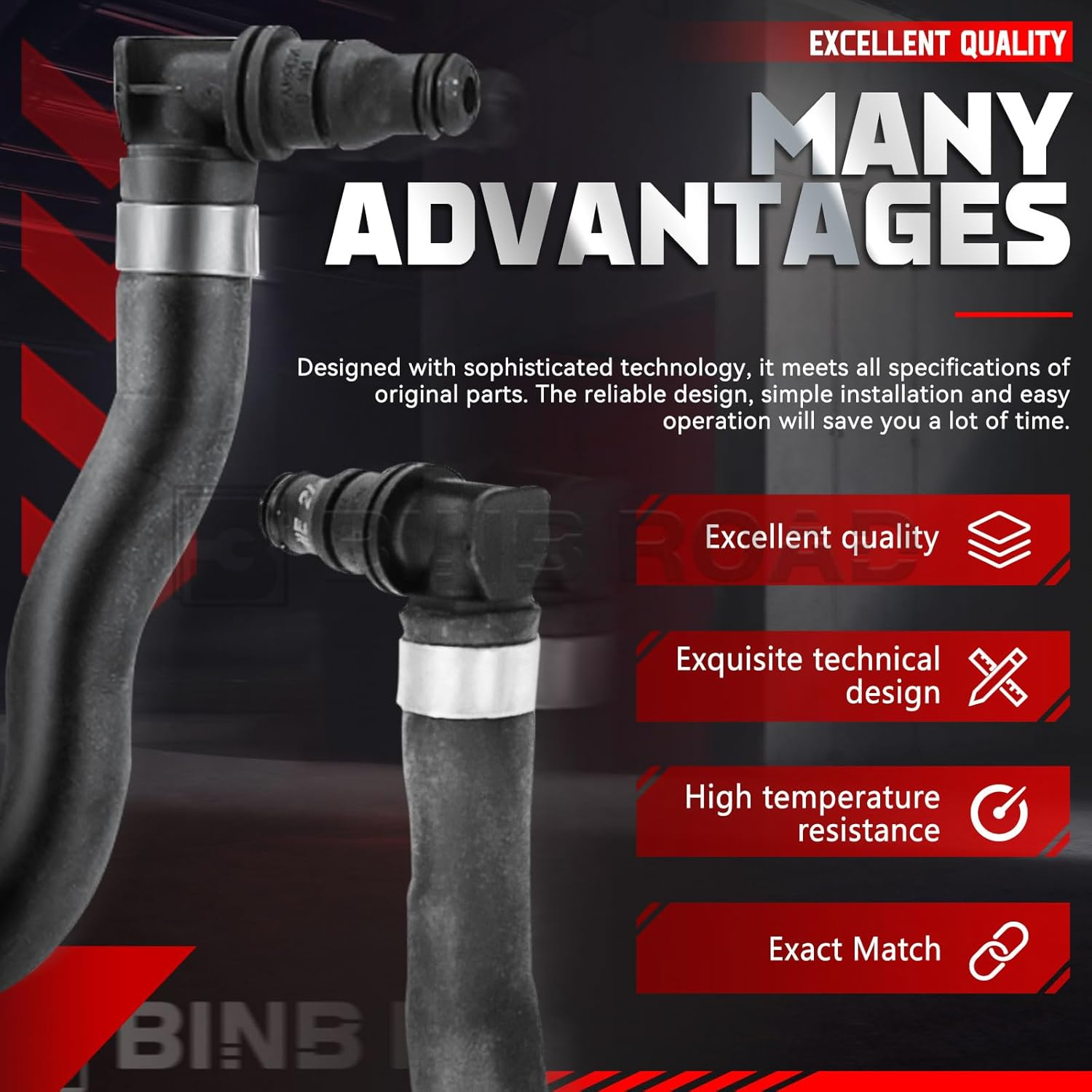 BINB Road Radiator Coolant Hose 2045010925 Compatible with Mercedes Benz C250 W204 2012-2015 image number 3