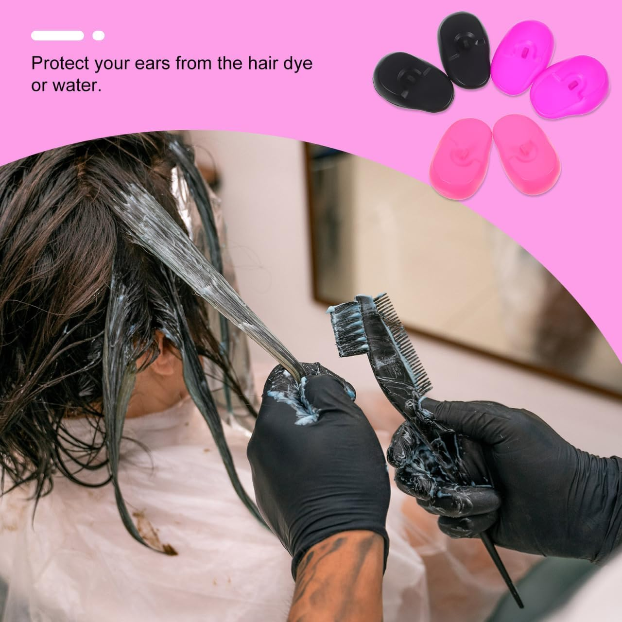 3 Pairs Hairdressing Ear Cover Professional Silicone Hair Dye Earmuffs Ear Protector Ear Cover for Salon Home Hair Dye Shower Bathing image number 4