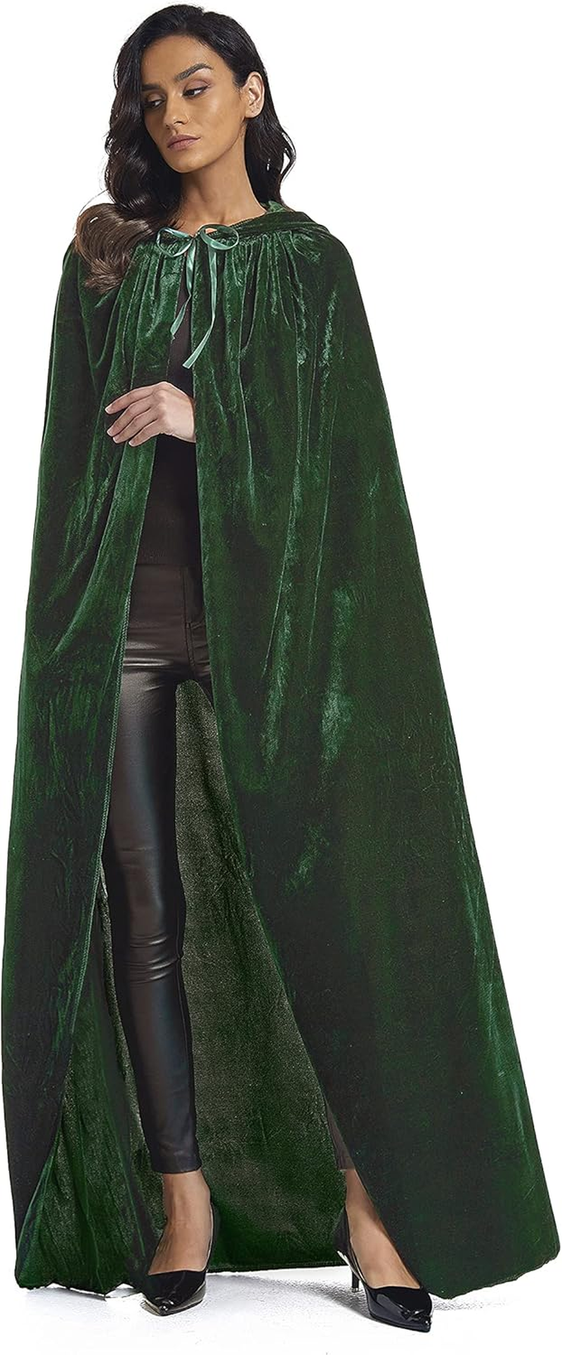 Velvet Cloak, Adult Hooded Cloak Velvet Cape Halloween Witch Costume for Men and Women Cosplay Costumes 59Inch image number 7