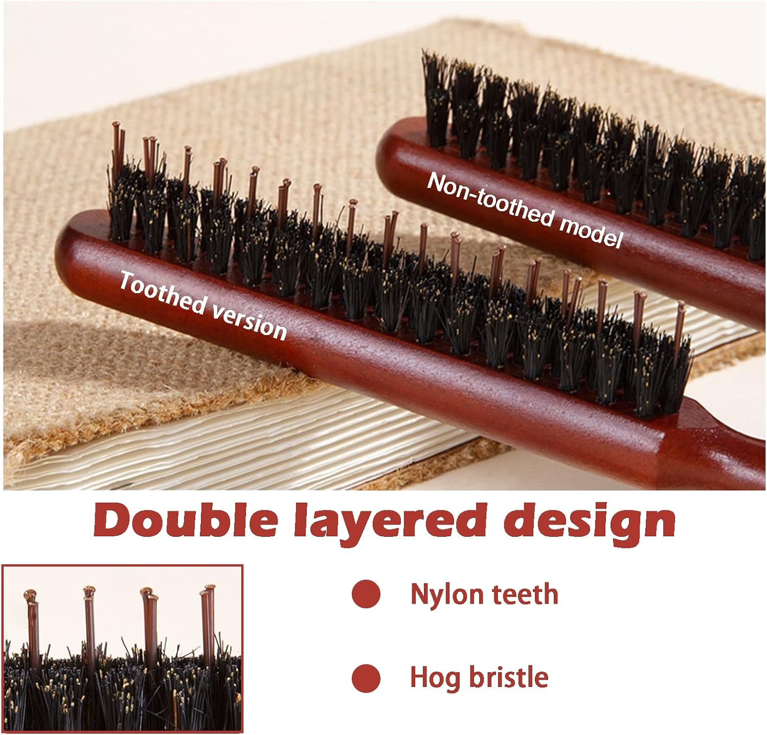 Treayes Boar Bristle Brush for Beard Styling, Men and Women'S Natural Hair Brush with Wooden Handle image number 4