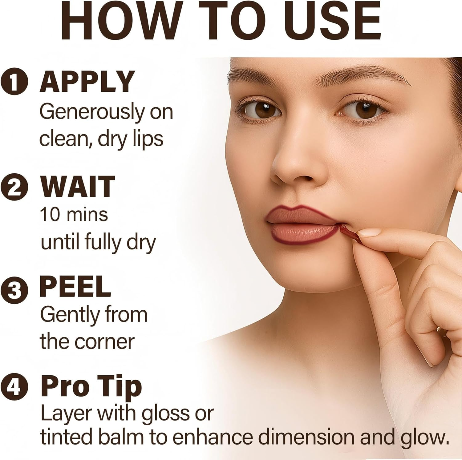 3 Colors Peel off Lip Stain Set &ndash; Long Lip Stain Peel Off, Smudge-Proof, Transfer-Proof, Kiss-Proof, Gift Makeup for Girls image number 3