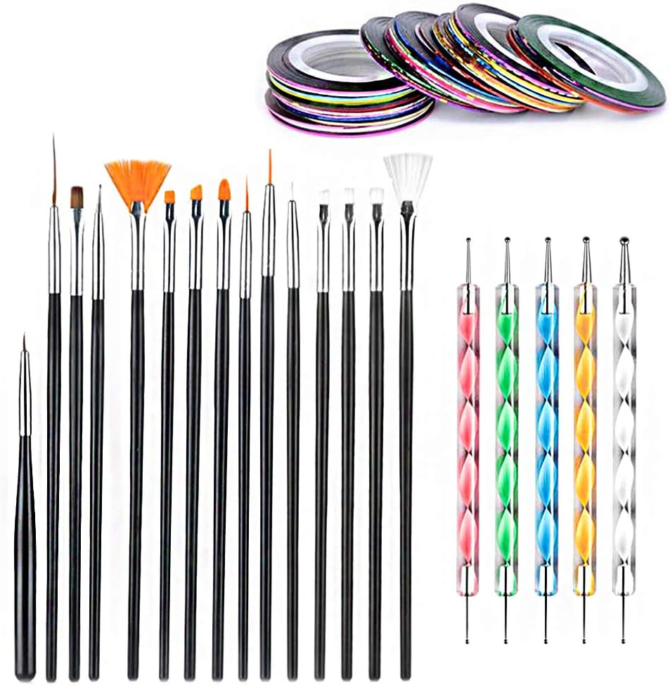 Nail Art Design Tool Set,Sonku 50 Pcs Nail Design Tools with Nail Art Brushes,Nail Dotting Tool,Nail Striping Tapes image number 6