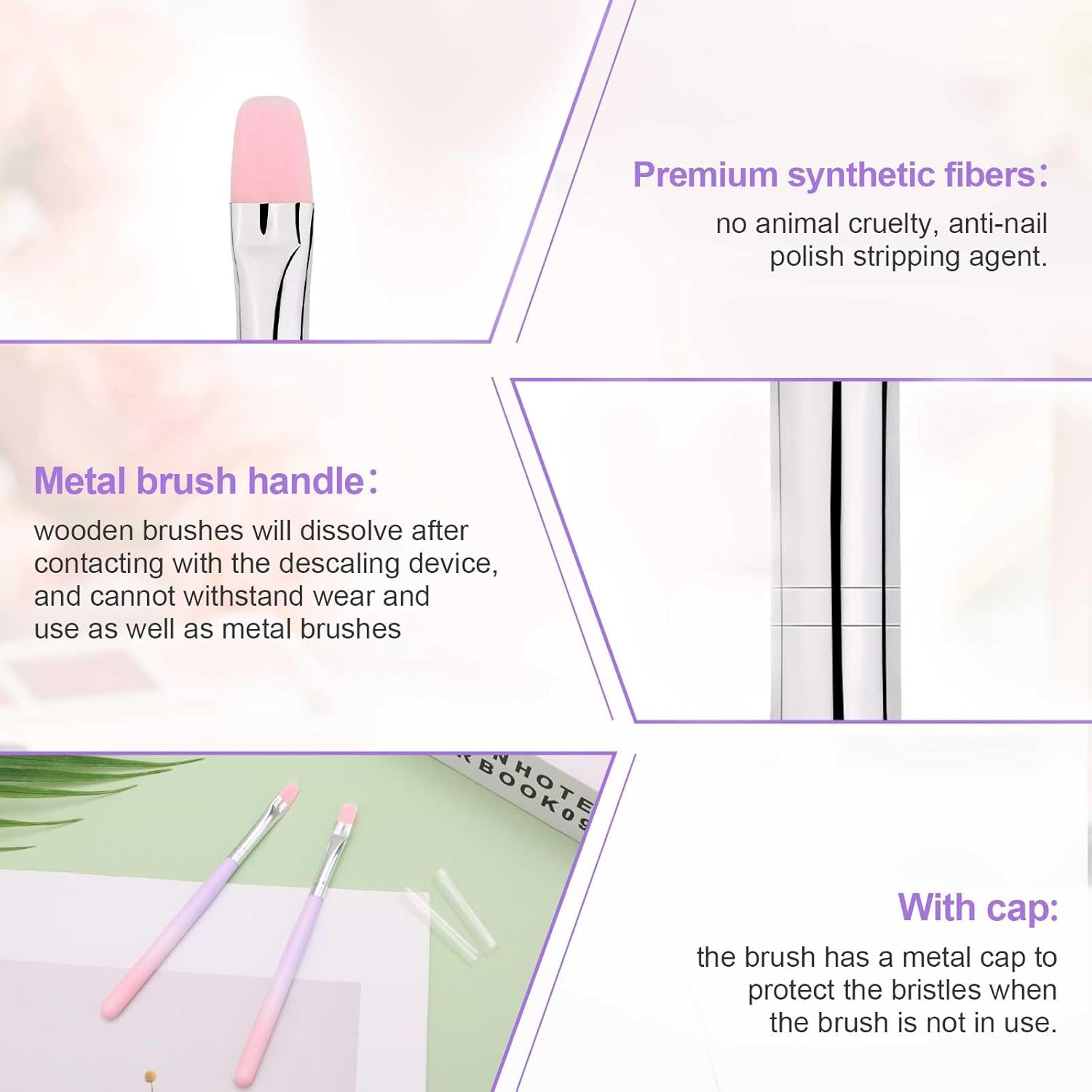 2Pcs Nail Clean up Brushes, round & Flat Head Pen Painting Tools for Nail Design & Polish Mistake Cleaning image number 2