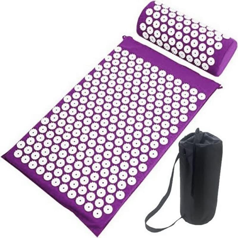 AIMALL Acupressure Mat Yoga Massage Shakti Sit Lying Mats Pillow Pain Stress Pain Relax, Eco Foam Cotton Material, 66X40Cm