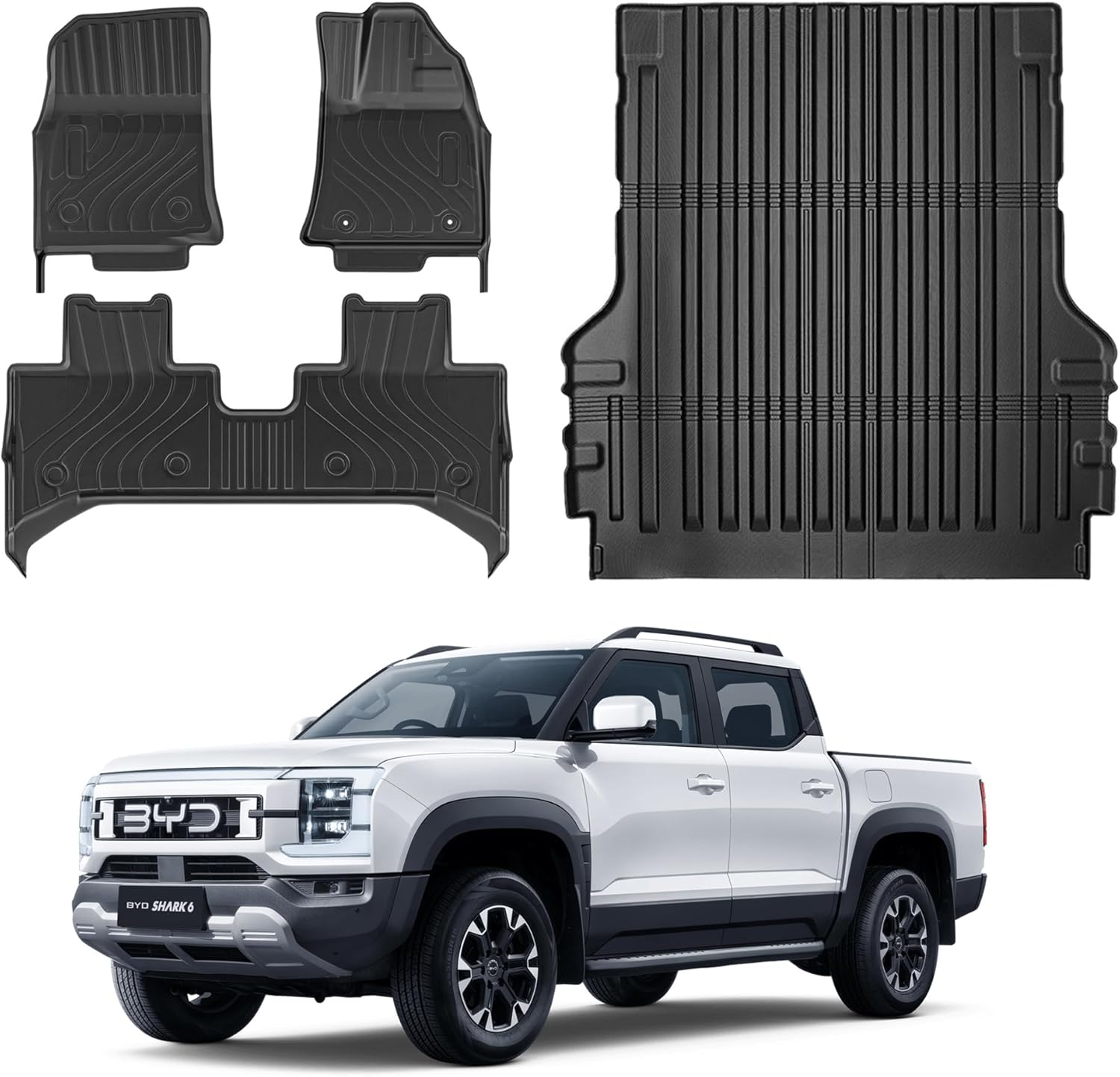 BYD Shark 6 Floor Mats Custom Fit for 2024 2025 Shark- All Weather TPE Floor Liners Trunk Mat 4 Piece Set Waterproof Car Mats(Rhd) image number 3