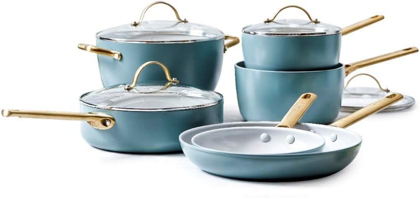Greenpan Padova Healthy Ceramic Nonstick 10Pc Cookware Pots and Pans Set, Induction Safe, Smokey Blue image number 1