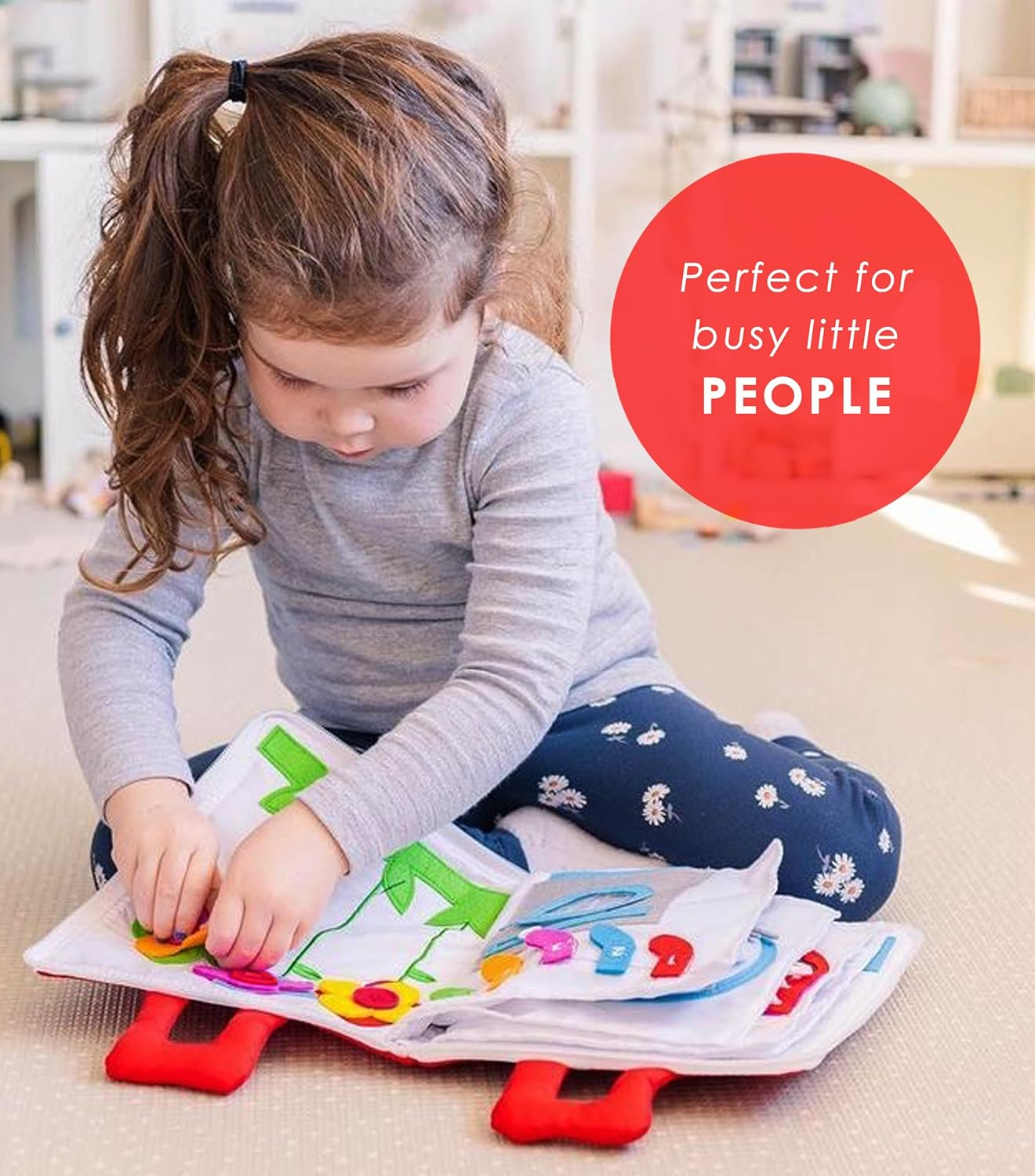 Curious Columbus Quiet Book. My Big Day Activity Busy Book &ndash; Montessori Toy for Toddlers, Educational Toy for Preschool and Early Learning, Toddler Airplane Travel Essentials. (Red) image number 1