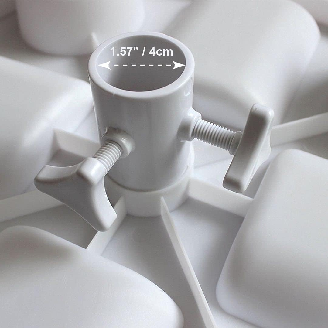 AMMSUN 33Cm round Plastic Beach Umbrella Table Tray for Beach, Patio, Garden, Swimming Pool with Cup Holders,Snack Compartments, White