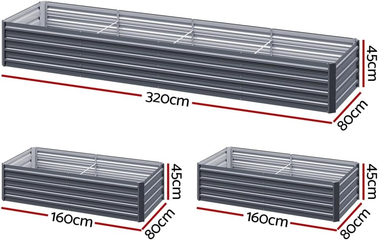 Green Fingers Garden Bed 320X80X45Cm Planter Box Raised Container Galvanised Herb image number 2