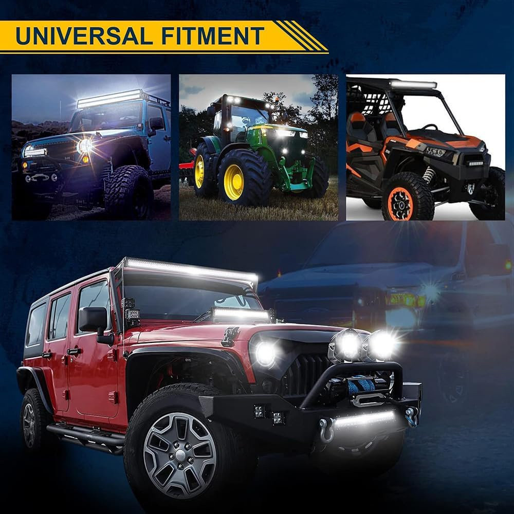 LED Light Bar, 51CM 288W Led Light Bar with Wiring Harness, Flood Spot Combo Beam, Driving Work Lamp for 4X4 Truck Tractor Boat Car ATV UTV SUV, 6000K 9V 32V IP67 White image number 6