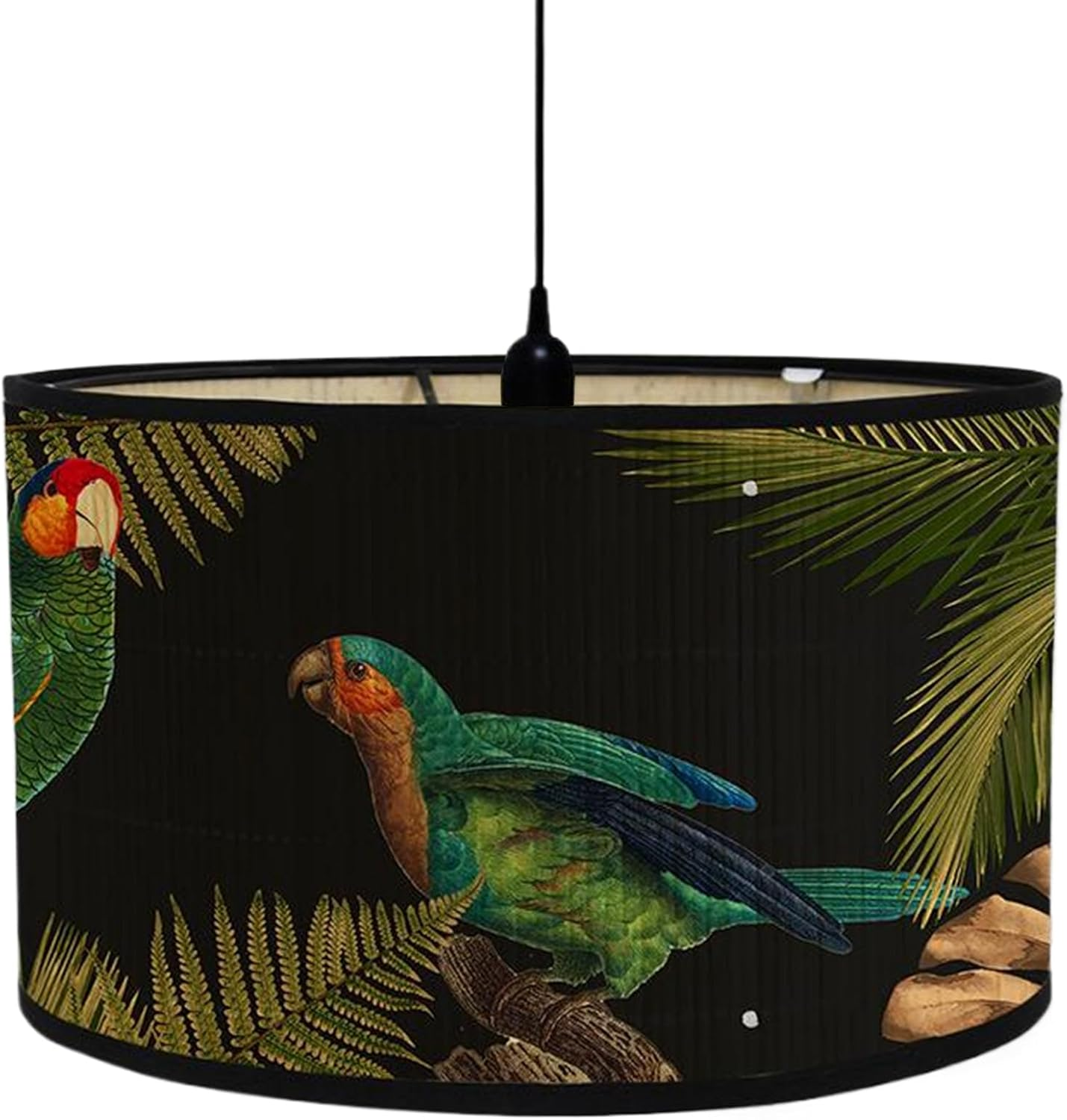 Lampshade for Table Lamps, 12X8 Modern Pattern round Drum Table Lamp Shades Easy Fit for Living Rooms, Bedroom, Hallways, Reading Room, Green Parrot image number 2
