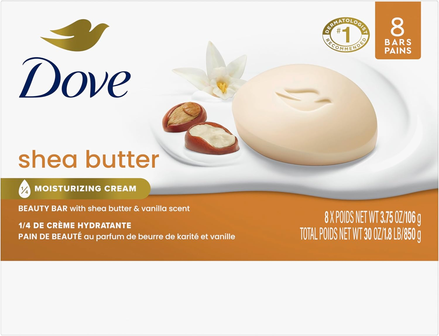 Dove Beauty Bar Soap Shea Butter, 8 Count image number 3