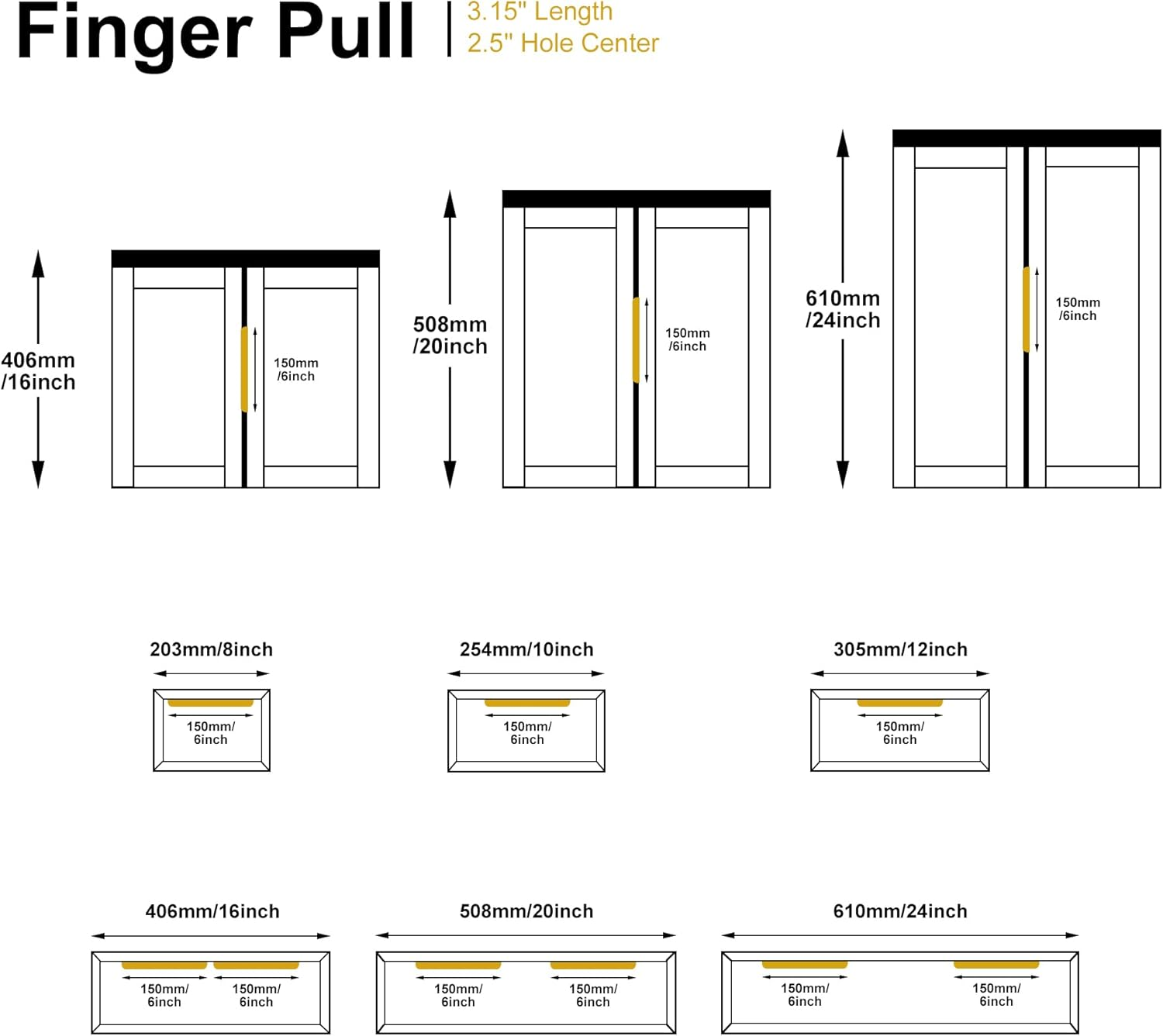 Satanga Edge Finger Tab Pull for Cabinets Hardware Closet Pulls Square Bar Pulls Drawer Pulls 5Pack Easy to Install 6Inch 150Mm Brushed Brass image number 3