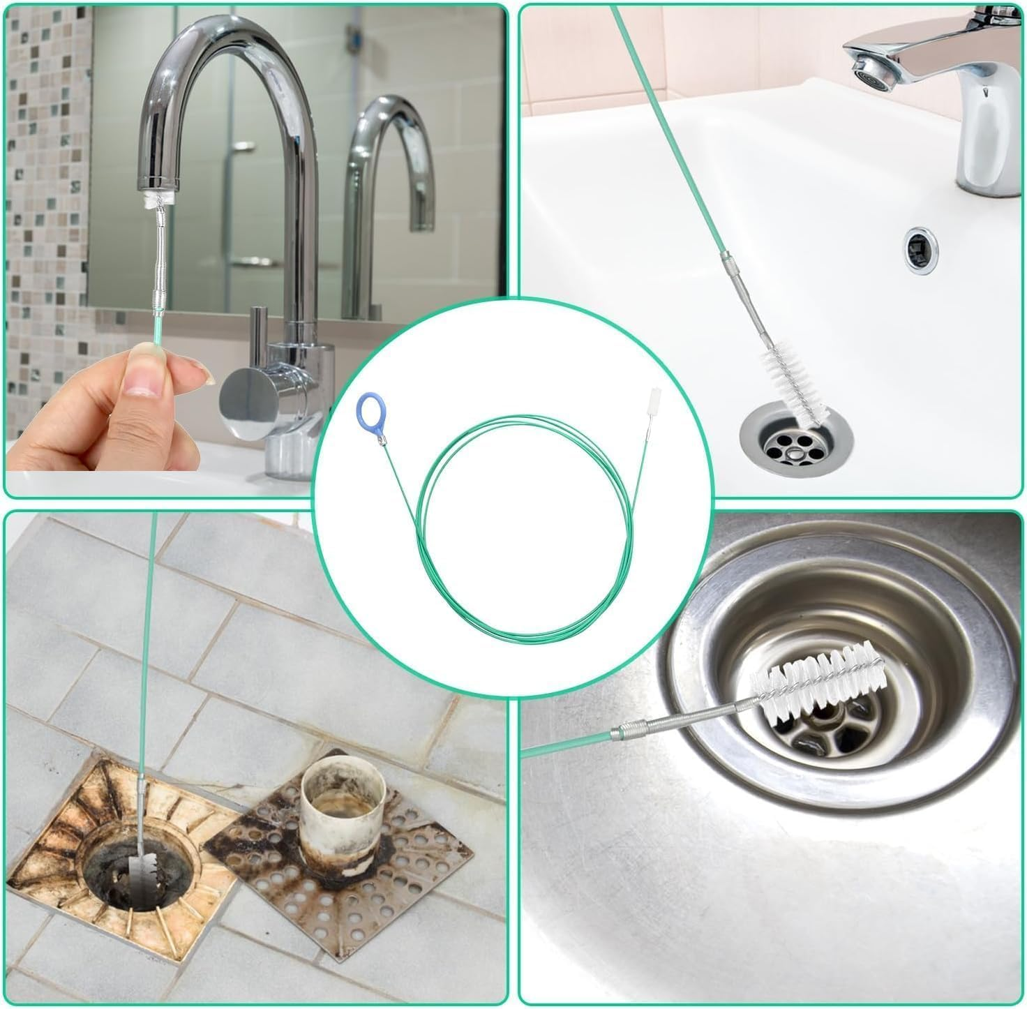 Professional 500CM/16.4FT Flexible Auto Sunroof Drain Cleaning Tool, Long Slim Drain Brush for Car Sunroof Windshield Wiper AC Vent Tube Pipe Cleaner & Dredging Kit image number 1