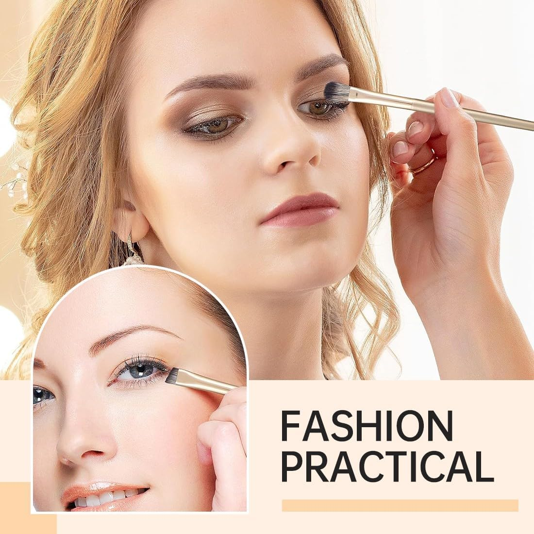 COYUN 8-Piece Eyeliner Brush Set with Leather Bag, Eyeshadow Brush, Angled Thin, Professional Eyebrow Brush, Precise Make-Up Eyebrow Brush for Eyeliner, Eyebrows, Cosmetics, Beginners