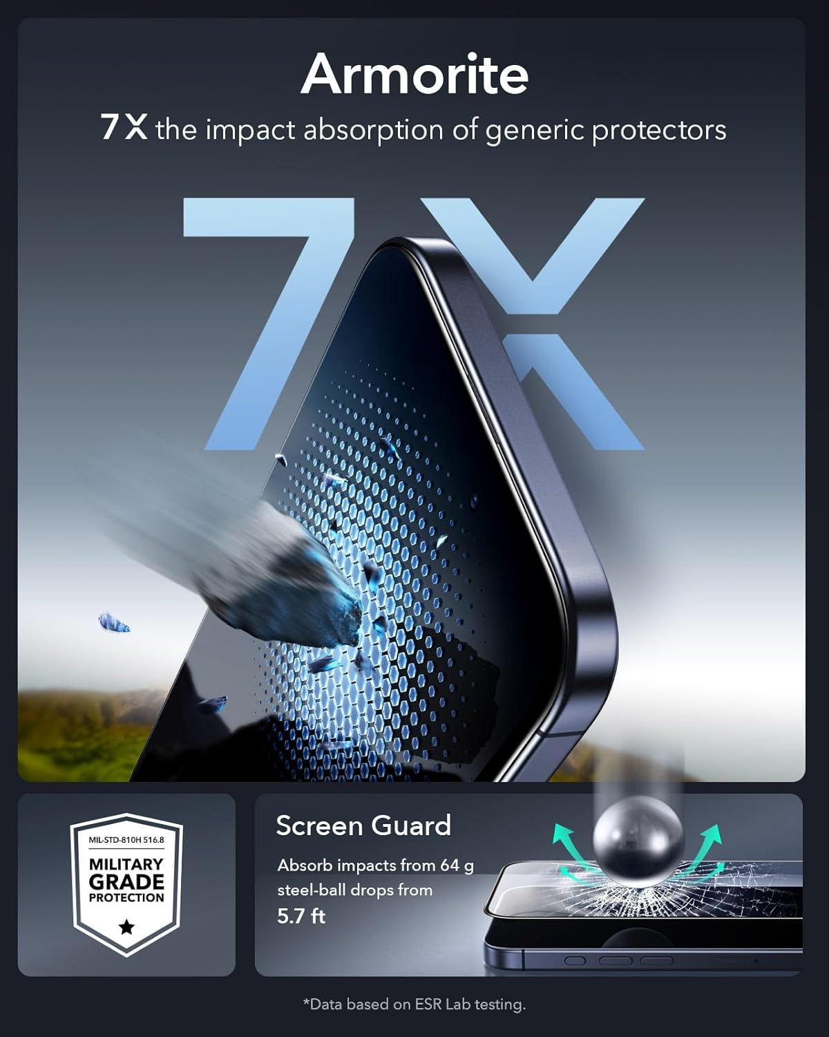 ESR 3 Pack for Iphone 17 Pro Max Screen Protectors 9H+ Tempered Glass, Military-Grade Shatterproof, with AR Anti-Reflective Technology, Armorite Ultra-Tough Tempered Glass with Ultra Fit Tray image number 6