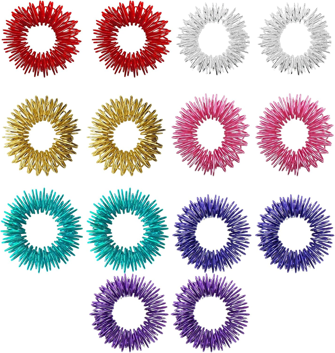 14 Pcs Spiky Sensory Ring Set, Silent Stress Reducer Fidget Rings, Multi Color Mini Spring Finger Massager Acupressure Ring Spring Focus Relaxation Anxiety ADHD Autism Stress Relief image number 1