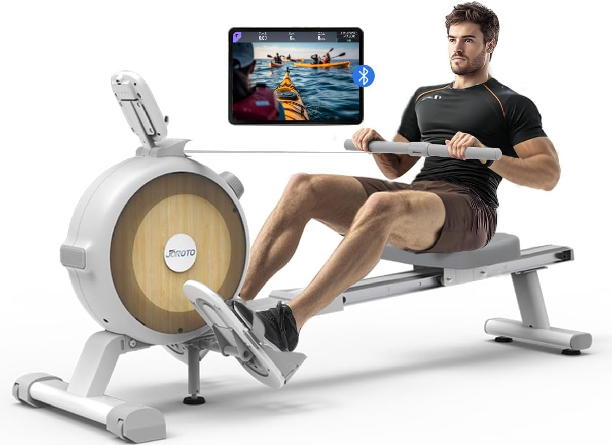 JOROTO Rowing Machines for Home Use,Magnetic Rower Machine 16 Levels of Resistance, 150Kg Weight Capacity with Bluetooth Monitor and Phone Holder
